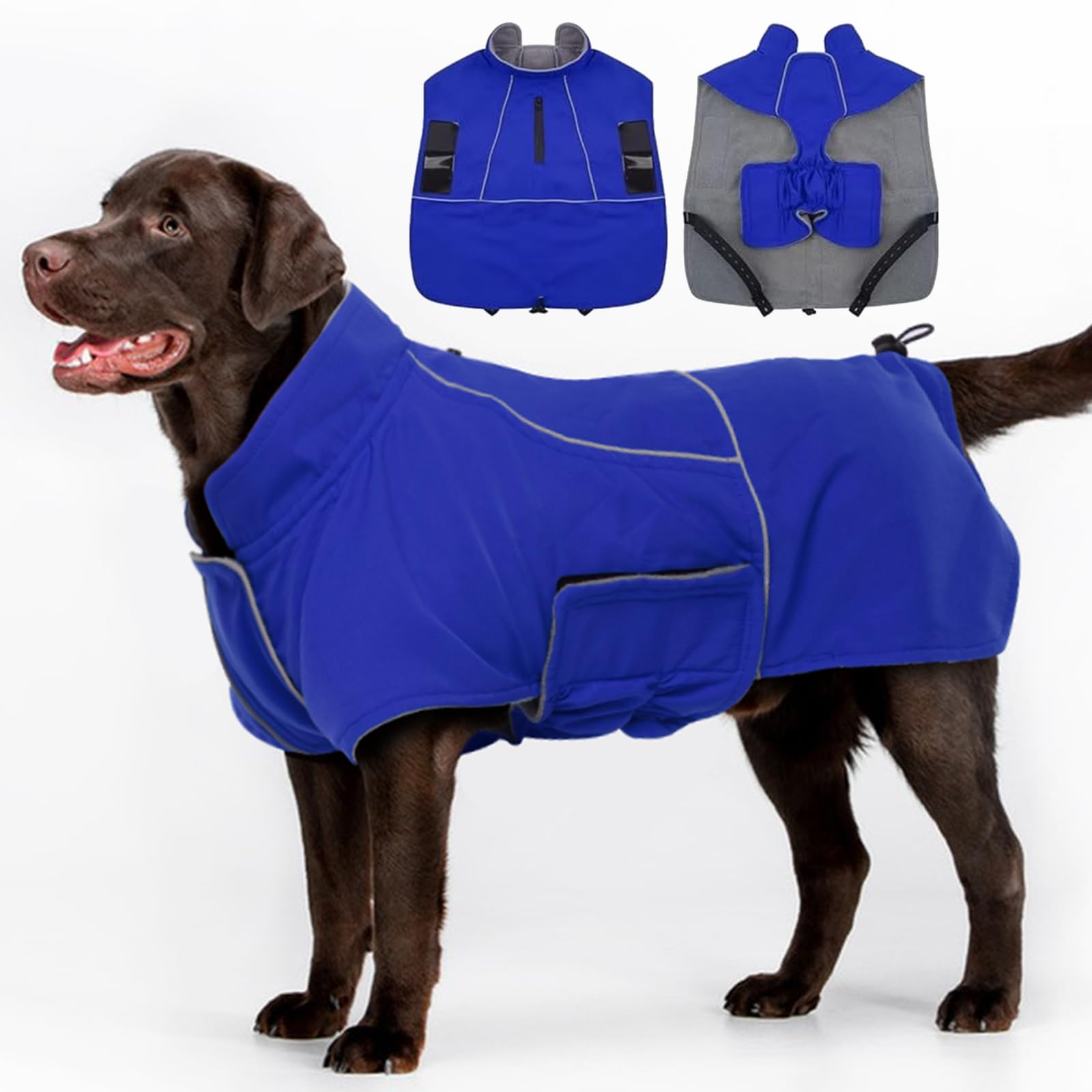 Migohi Xxl Dog Jacket - Waterproof Winter Coat For Boys & Girls - Blue, Perfect For Golden Retriever & Weimaraner, Hiking & Camp