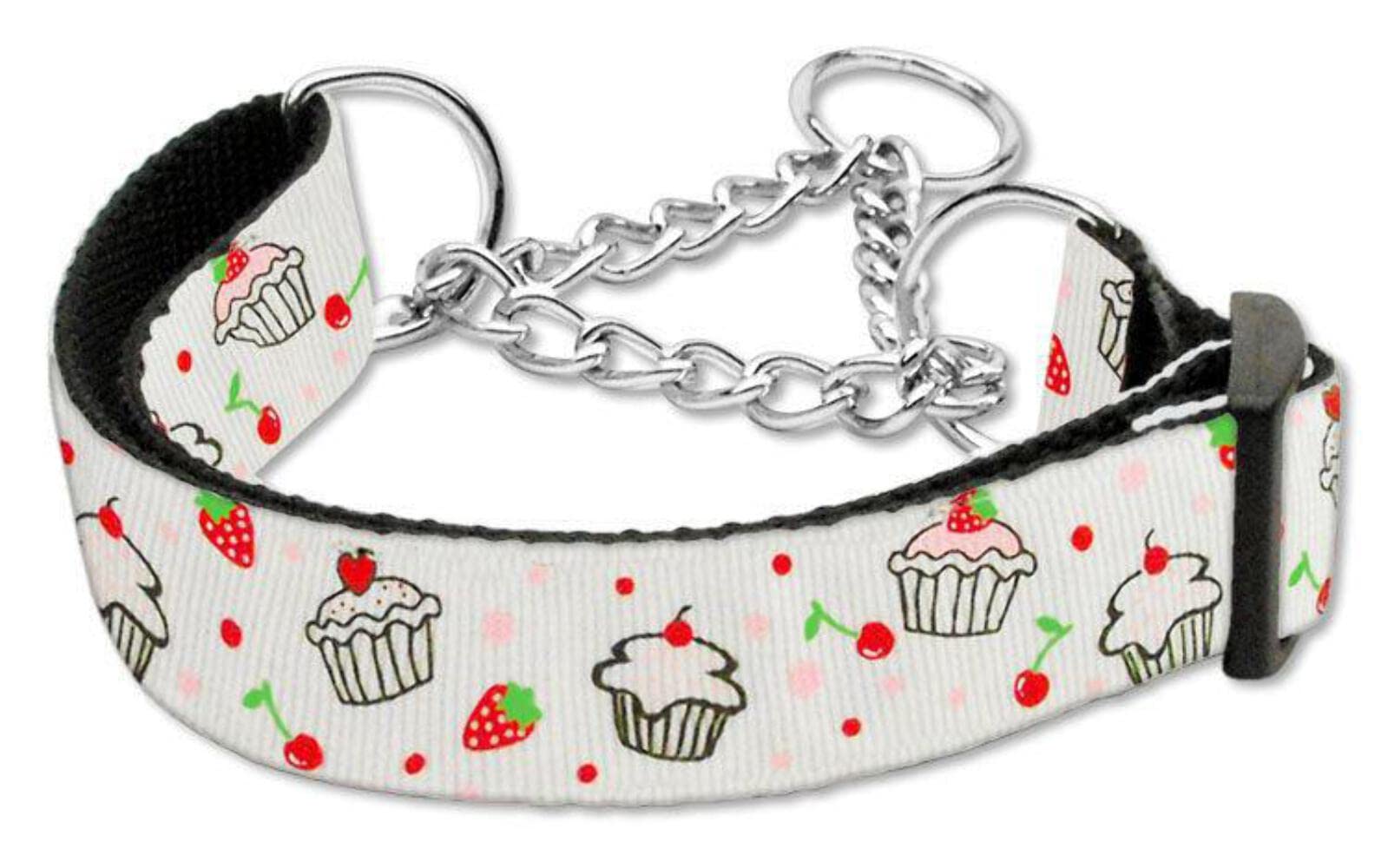 Mirage Pet Products Cupcakes Nylon Ribbon Martingale Collar for Pets, Large, Light Pink