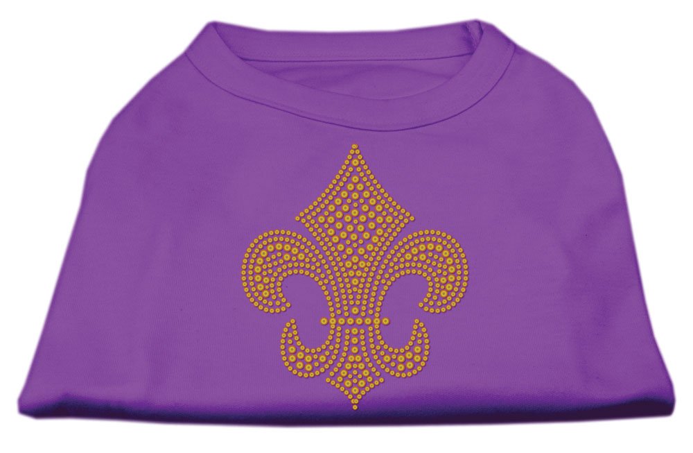 Mirage Pet Products Gold Fleur De Lis Rhinestone Pet Shirt, Medium, Purple