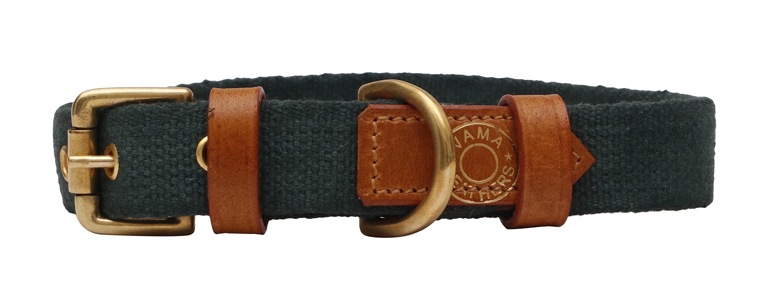 Vama Leathers Sustainable & Eco Friendly Material Dog Collar 100% Cotton Canvas With Sturdy Solid Brass Buckle Hand Made Color 