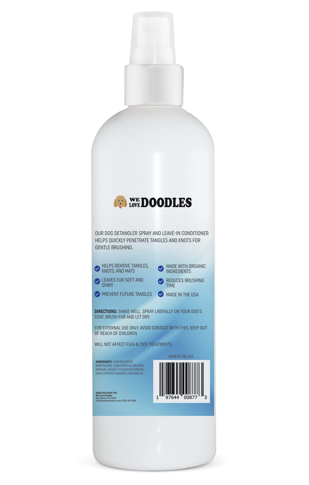 We Love Doodles Dog Detangler Spray - Leave-in Conditioner for Dogs - Dog Detangling Spray - Dematting Spray for Dogs - Tangle R