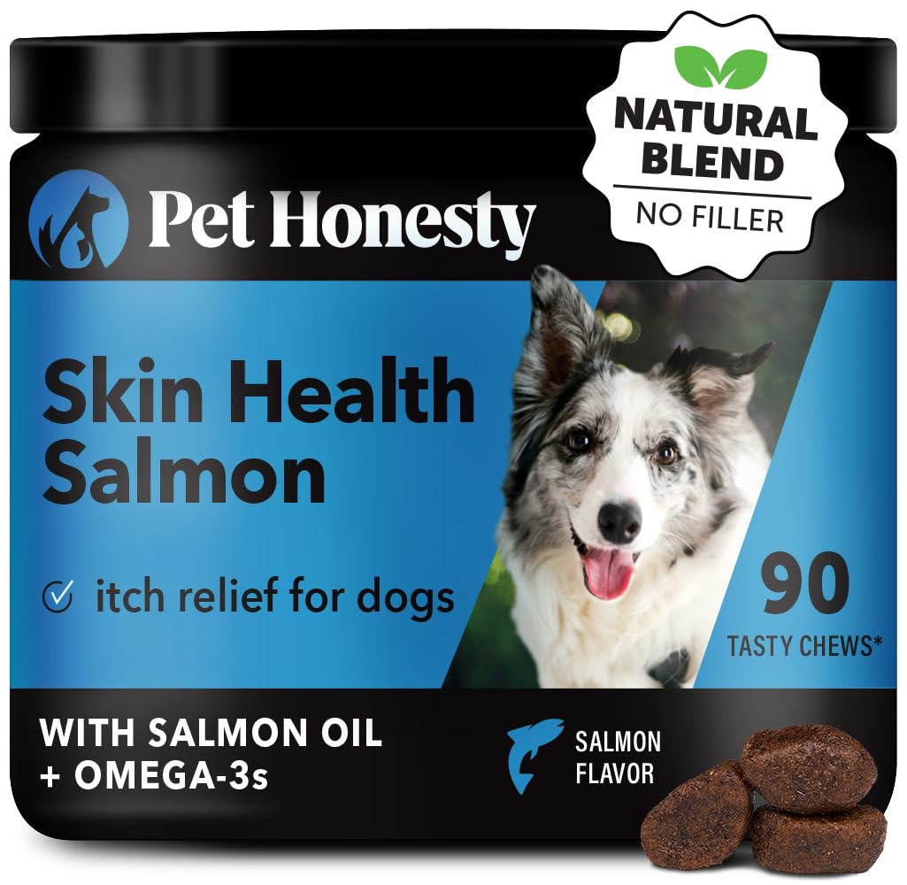 Skin Health Salmon Chews - Itch Relief for Dogs, Omega 3 Fish Oil for Dogs, Natural Salmon Oil for Dog Chews for Healthy Skin & 