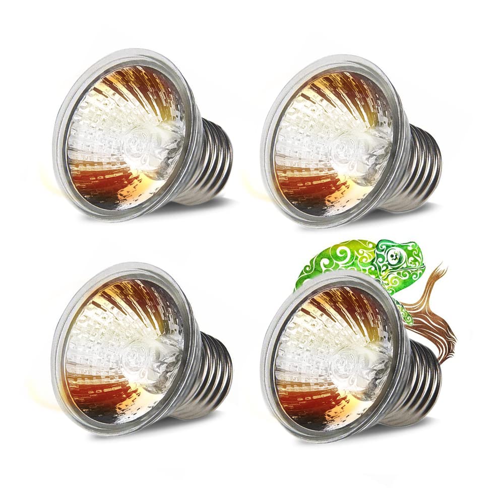 Uva Uvb Reptile Light Bulbs 4 Pack 50W,Basking Light Heat Lamp For Reptiles And Amphibian Tank Terrariums Cage For Turtle,Bearded Dragon, Works With Various Lamp Fixtures Come With Uv Test Card