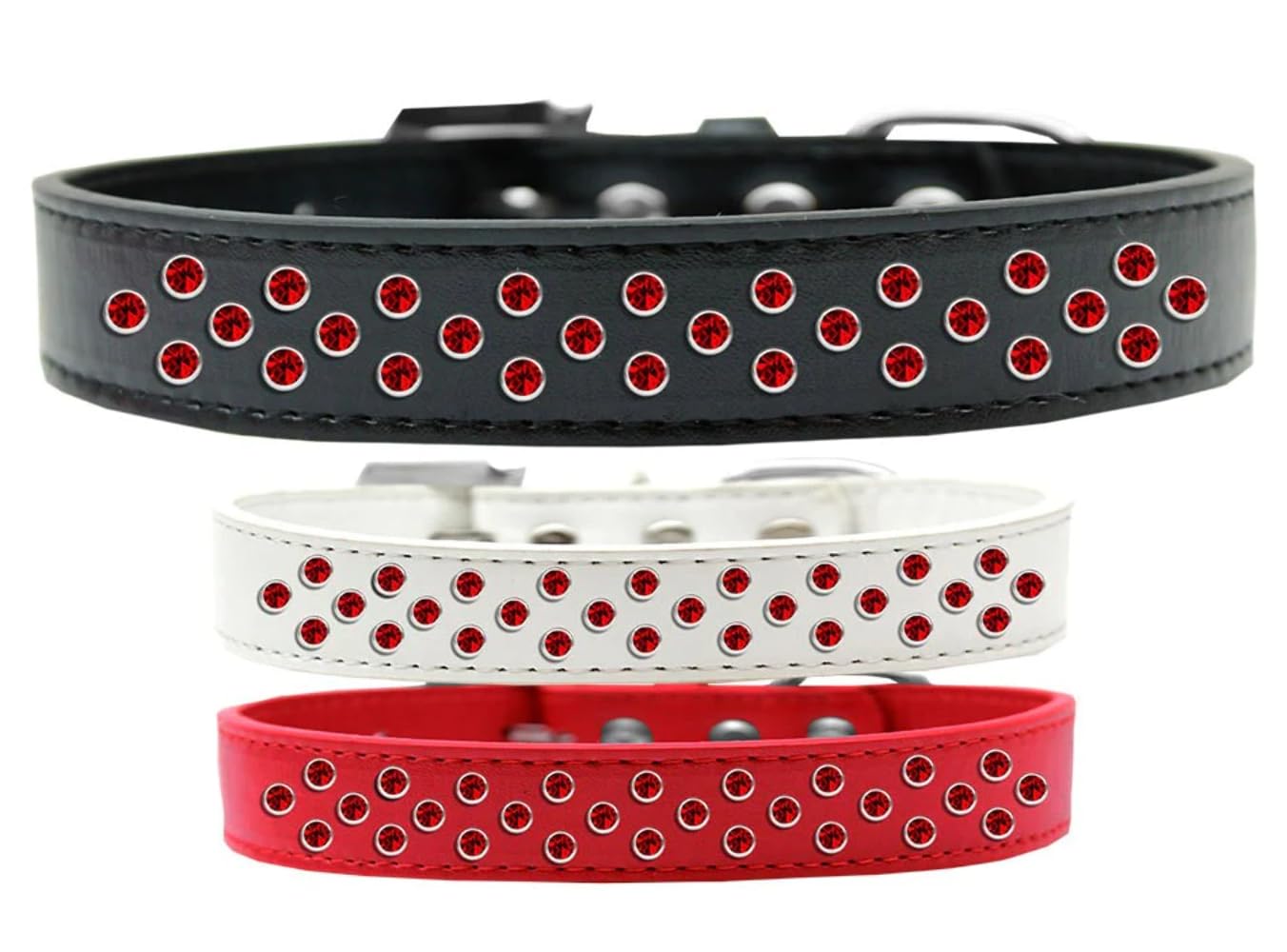 Dog, Puppy & Pet Fashion Collar, Red Crystal Rimsets Sprinkles Black 12