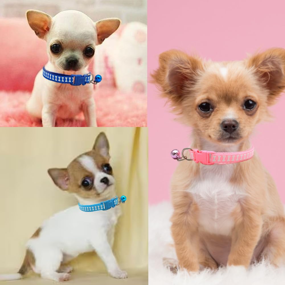 Xxs Dog Collar With Bell, Soft Nylon Identification Green Cat Collars With Bells For Xxs Xs Small Tiny Little Pet Girl Puppy Col