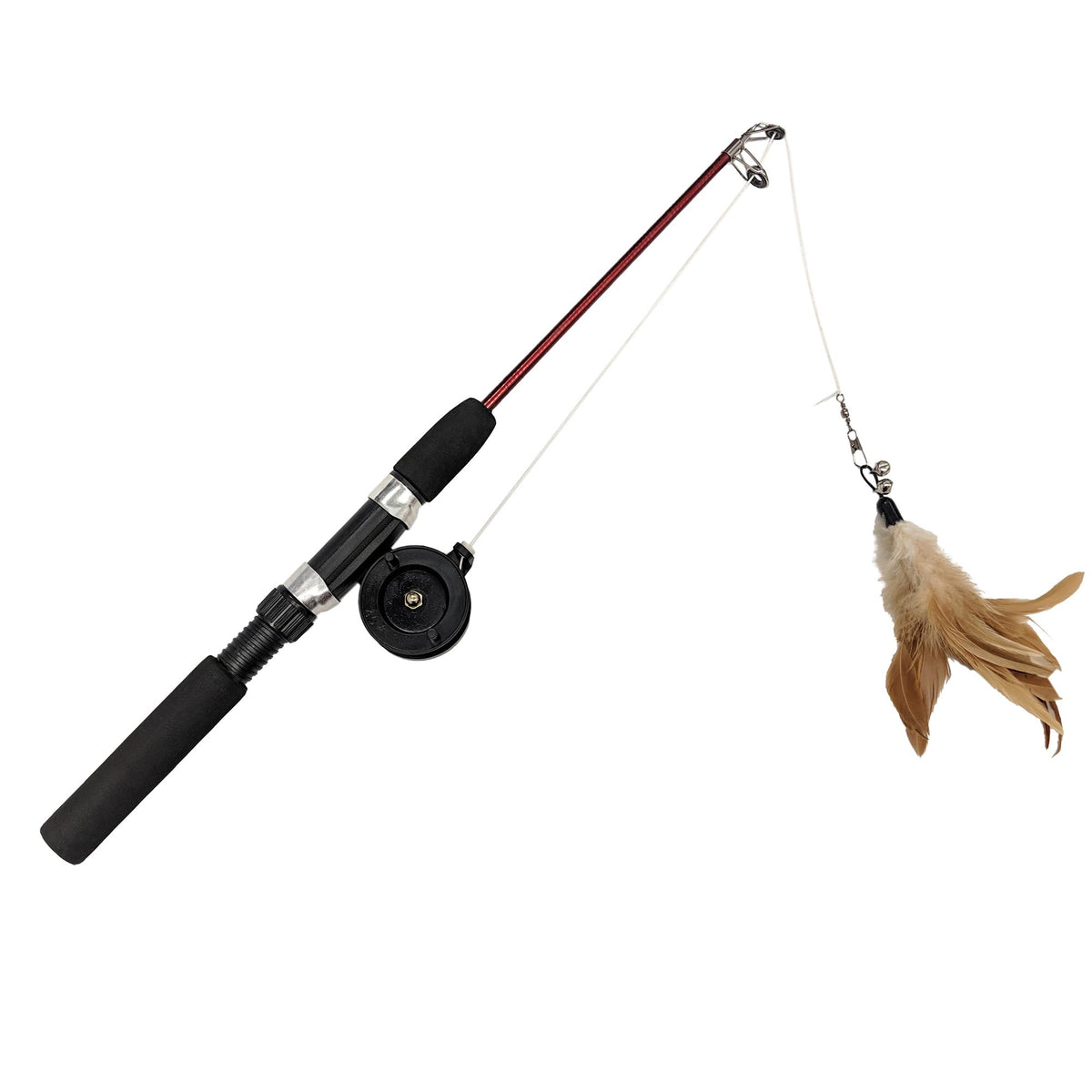 SPOT Fishing Rod 'N Reel Kitty Teaser Cat Toy 7ft Black – Petocart