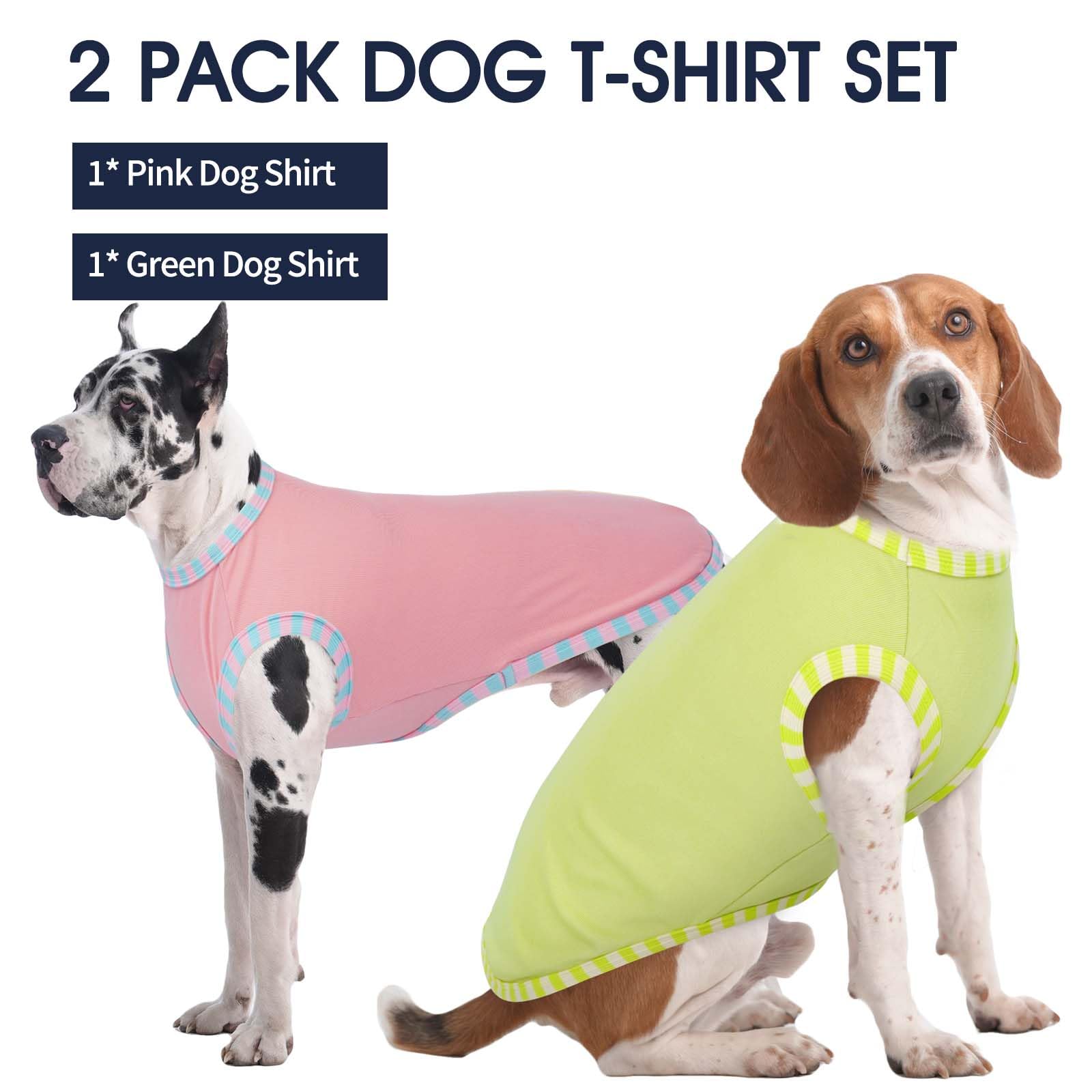 Iecoii 2 Pack Dog Tee Shirts For Large Dogs,Breathable & Lightweight T-Shirts For Hot Weather,Soft Stretchy For Active Dogs - No