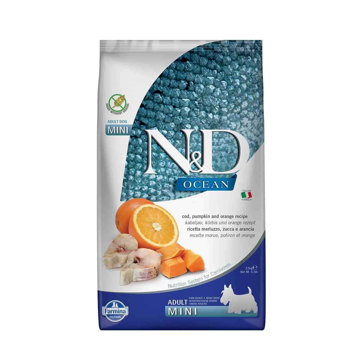 Farmina N&D Dog Codfish, Orange & Pumpkin Mini 5.5 Pounds
