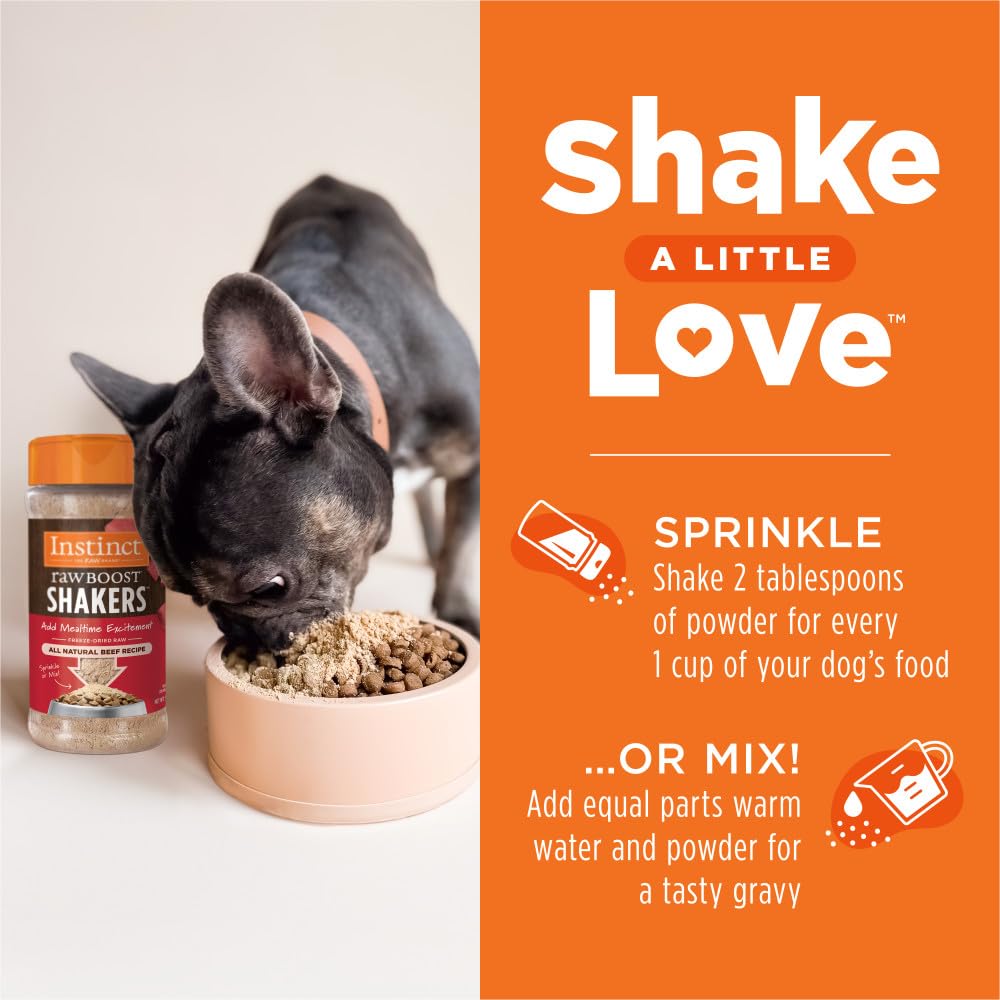 Instinct Raw Boost Shakers, Freeze-Dried Powder, Dog Food Topper - Beef, 5.5 oz. Bottle