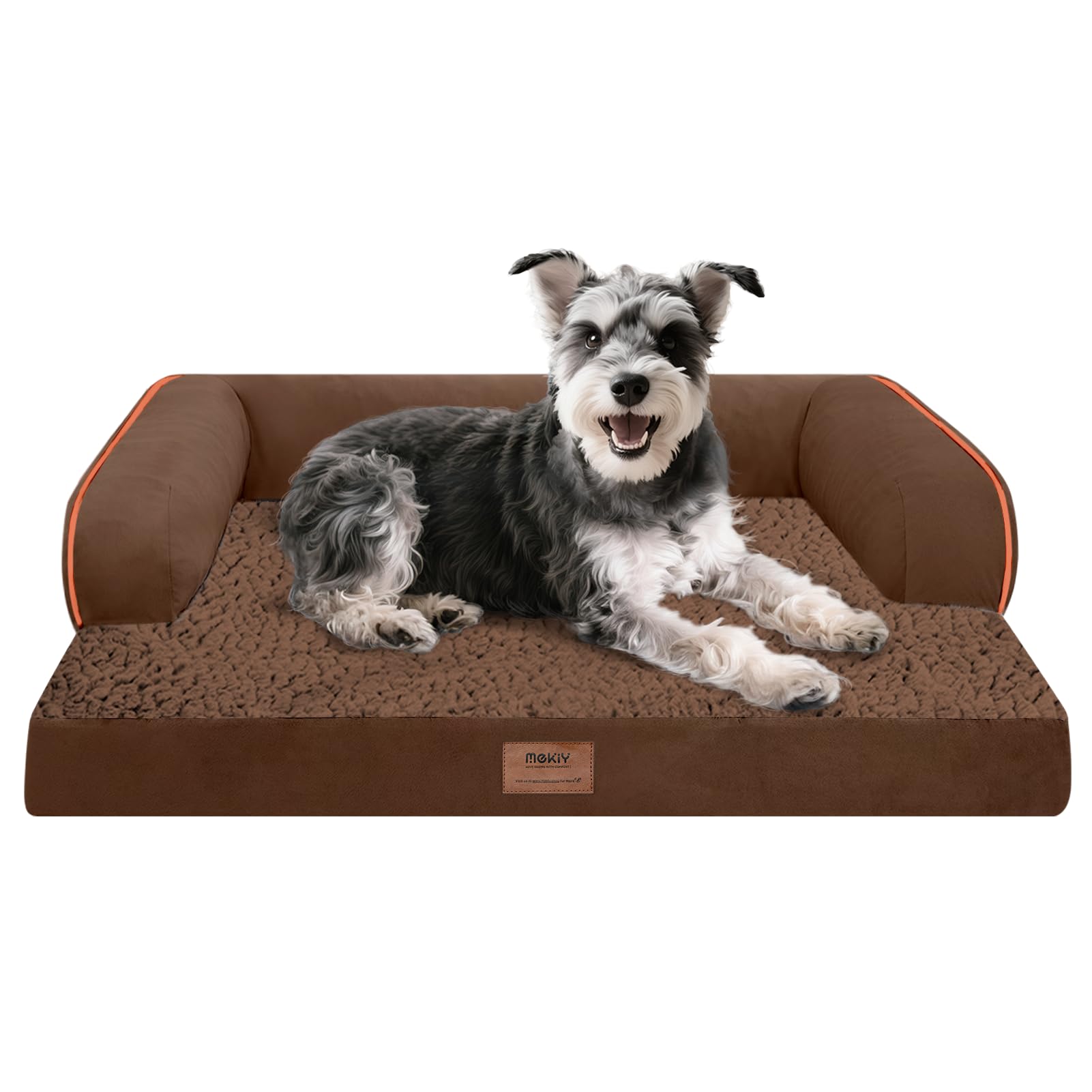 Small Dog Bed Waterproof Orthopedic Dog Beds for Medium Sized Dogs Comfy Pet Cat Bed with Sides, Washable Removable Cover