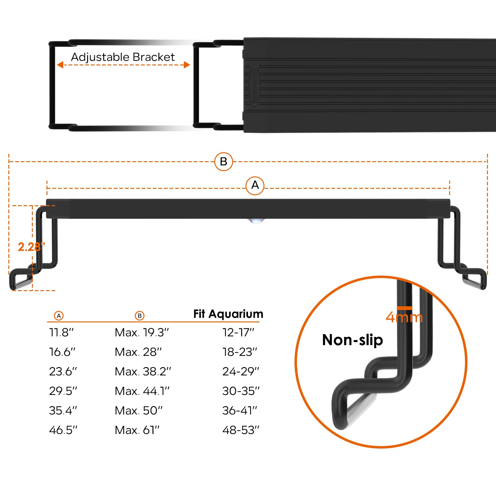 GLOWRIUM LED Aquarium Light with Remote, Full Spectrum Fish Tank Light with Auto Timer, IP67 Waterproof Freshwater Planted Tank