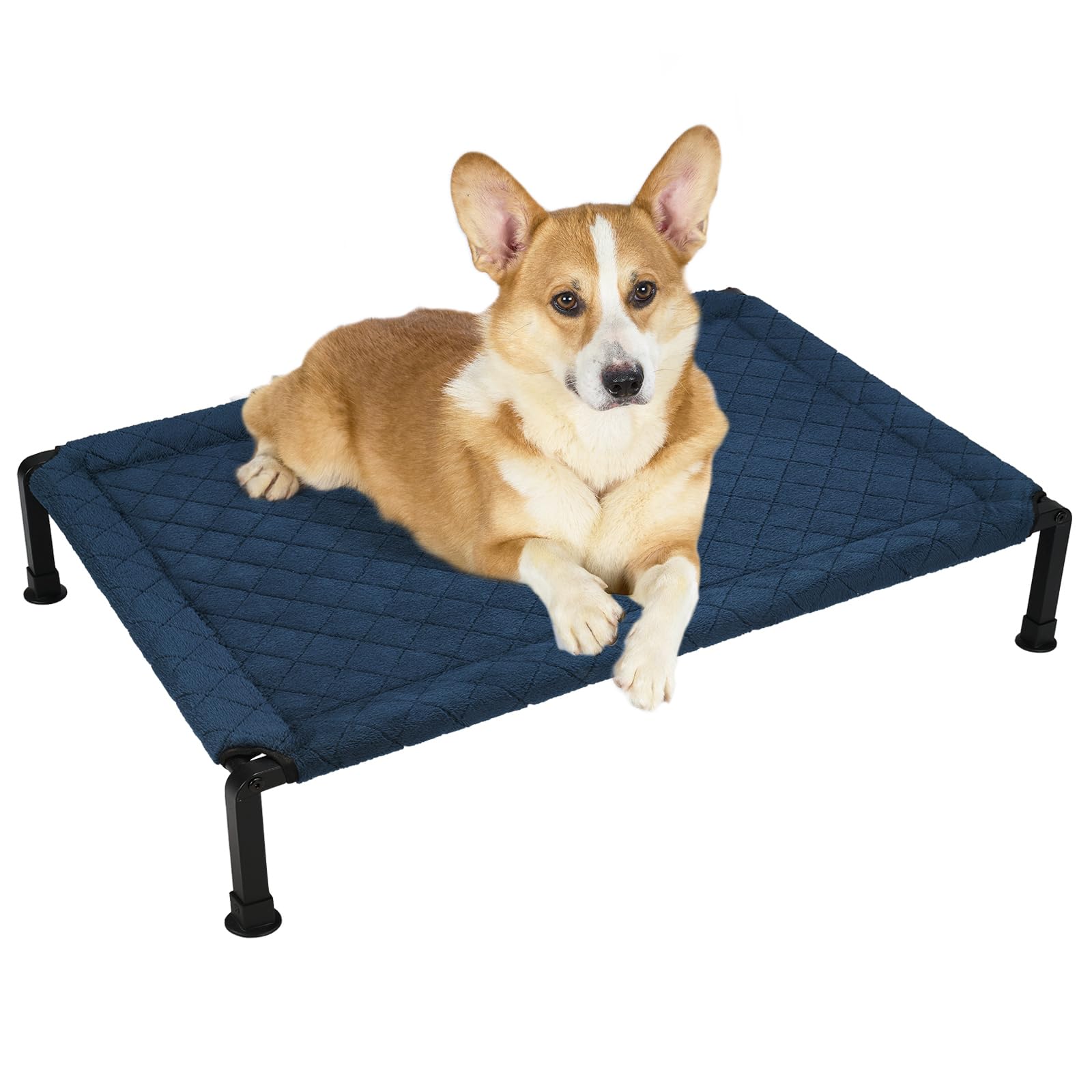 Veehoo Warm Plush Elevated Dog Bed, Raised With Heavy Duty Frame, Non-Slip Silicon Feet, Washable & Breathable Dog Cot, Pet Bed 
