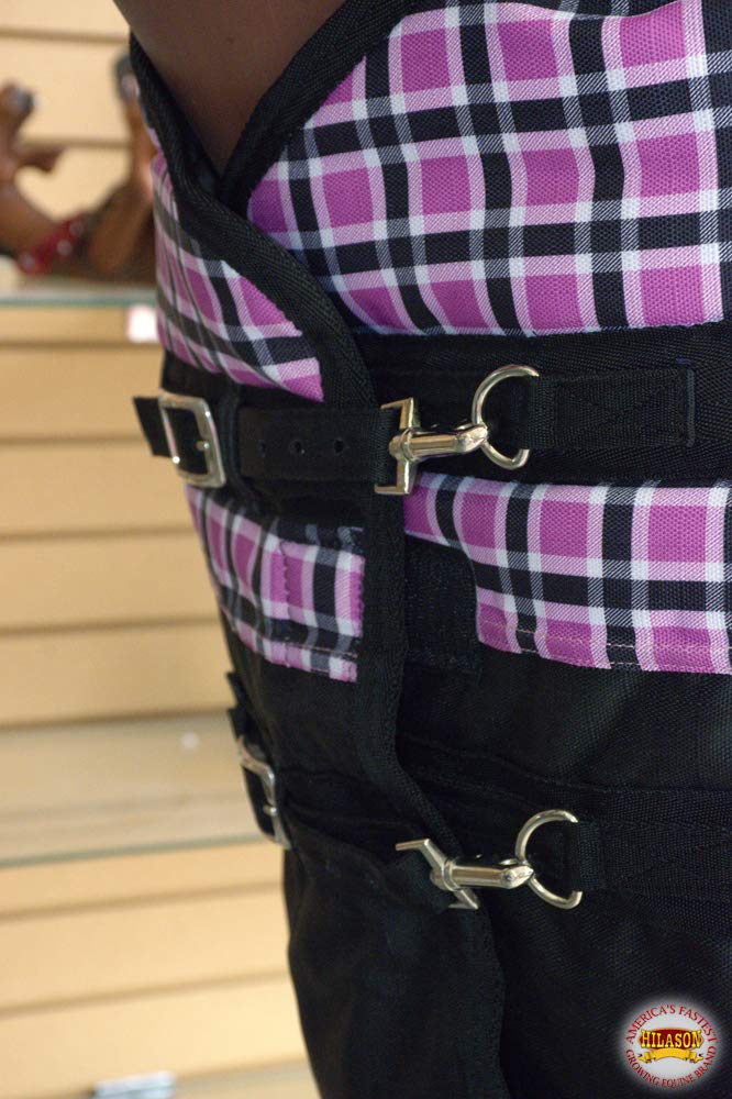 Hilason Pink Black Plaid 84 In 1200D Winter Waterproof Poly Horse Blanket Belly Wrap | Horse Blanket | Horse