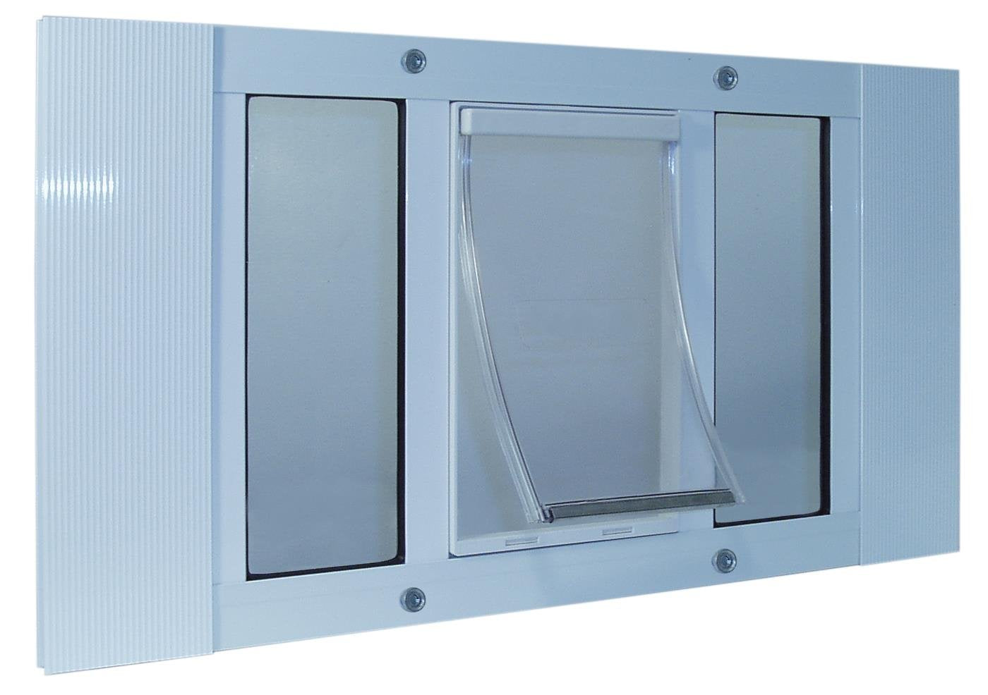 Ideal Pet Products Aluminum Sash Window Pet Door, Adjustable To Fit Window Widths From 27' To 32', Medium 7” X 11-1/4” Flap Size