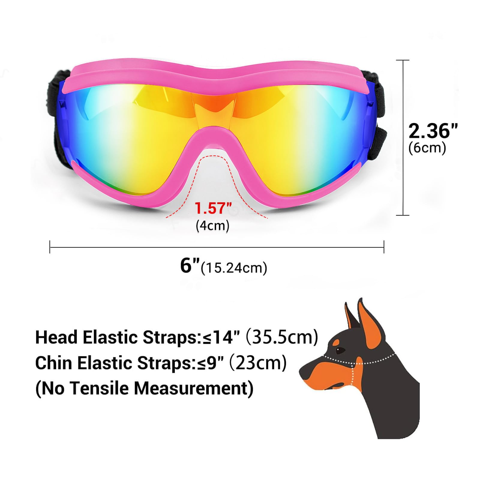 Billionchains Dog Goggles Dog Sunglasses For Medium To Large Breed Anti-Uv Eye Protection With Adjustable Straps- Pink