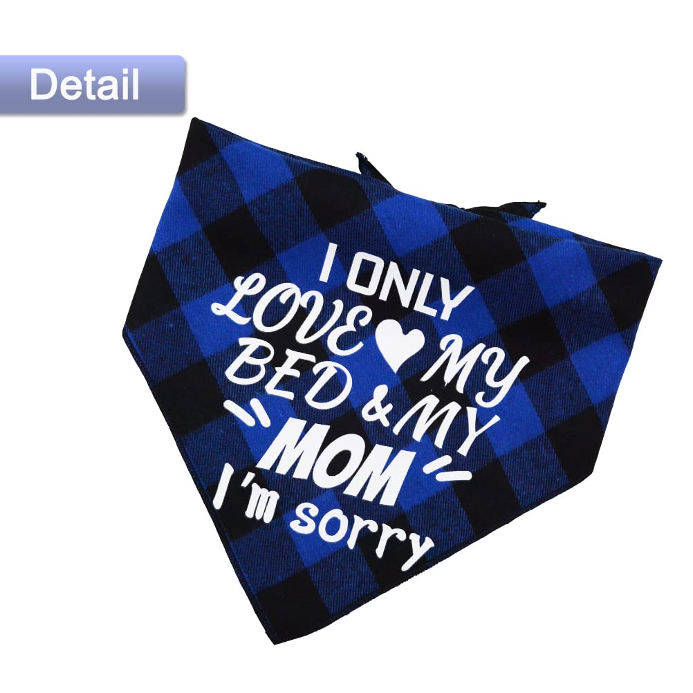 2 Pcs Mothers Day Dog Bandana Plaid Triangle Dog Scarf Moms Favorite And I Only Love My Bed And My Mom Im Sorry Pattern Red And