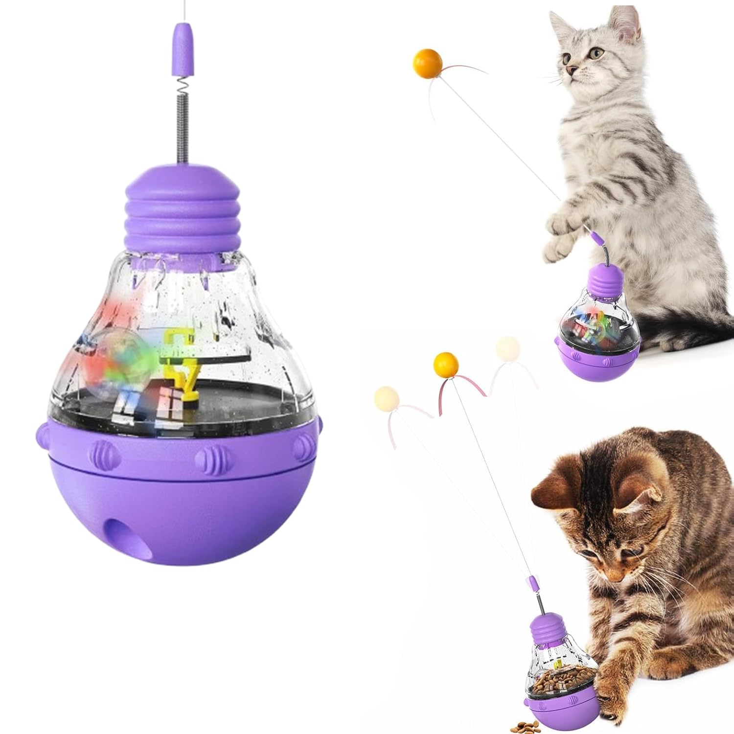 Yellowcult Cat Interactive Toys For Indoor Cats Kitten Wand Toy Weight Loss Lose Kitty Tracking Balls Slow Food Dispenser Feeder