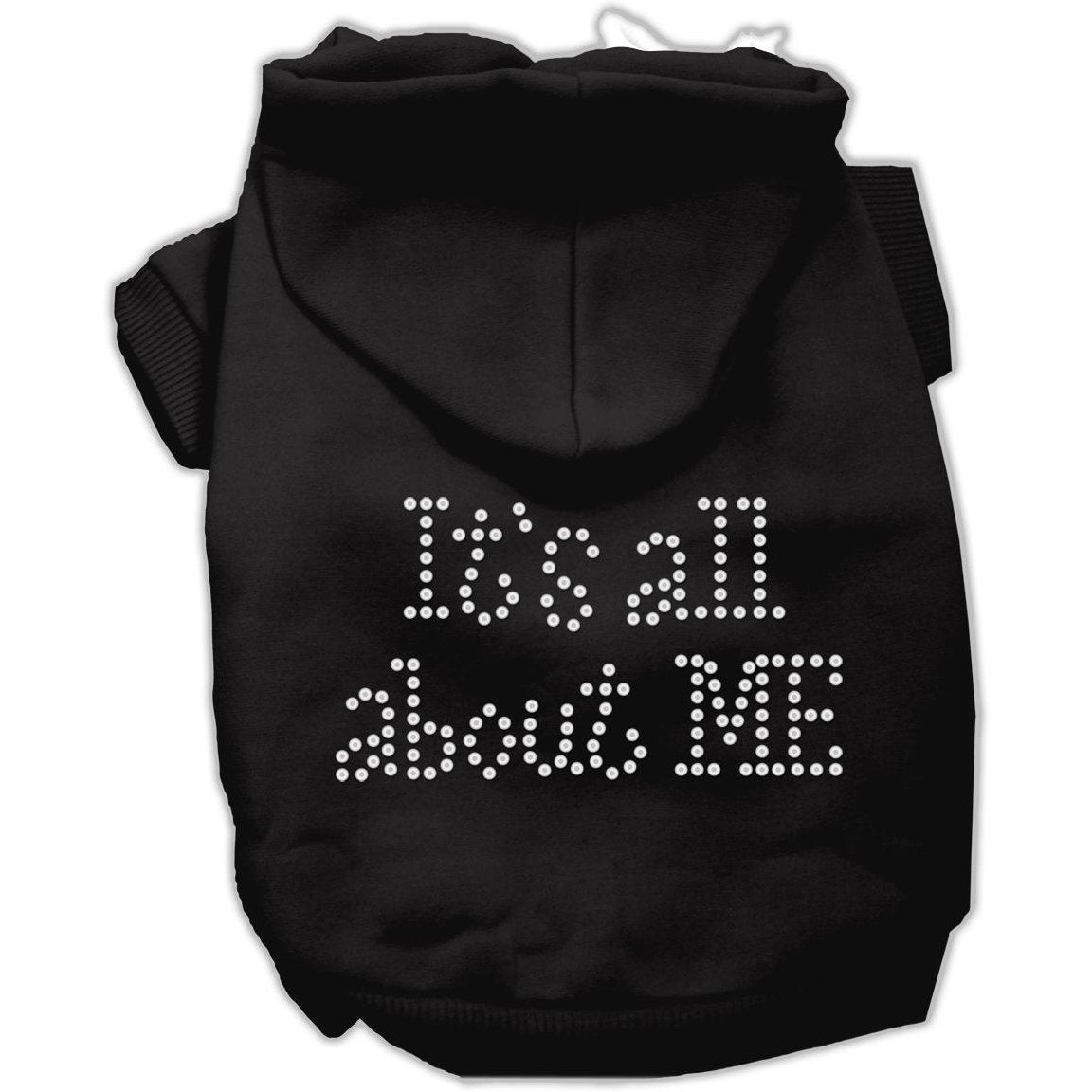 Mirage Pet Products 10-Inch It's All About Me Rhinestone Hoodies, Small, Black