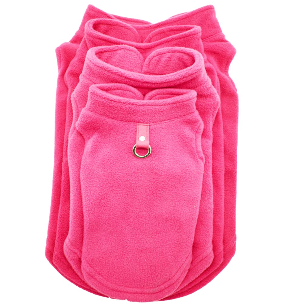 Dog Fleece Vest Soft Winter Jacket Sweater With D-Ring Leash Cold Weather Coat Hoodie For Small Medium Large Dogs Dark Pink X-La