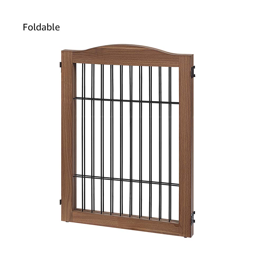 Unipaws 44'' Wide Dog Gate And Extension Kit, Free Standing Pet Gate, Wooden Dog Gates For Stairs, Doorway, Indoor Safety Fence