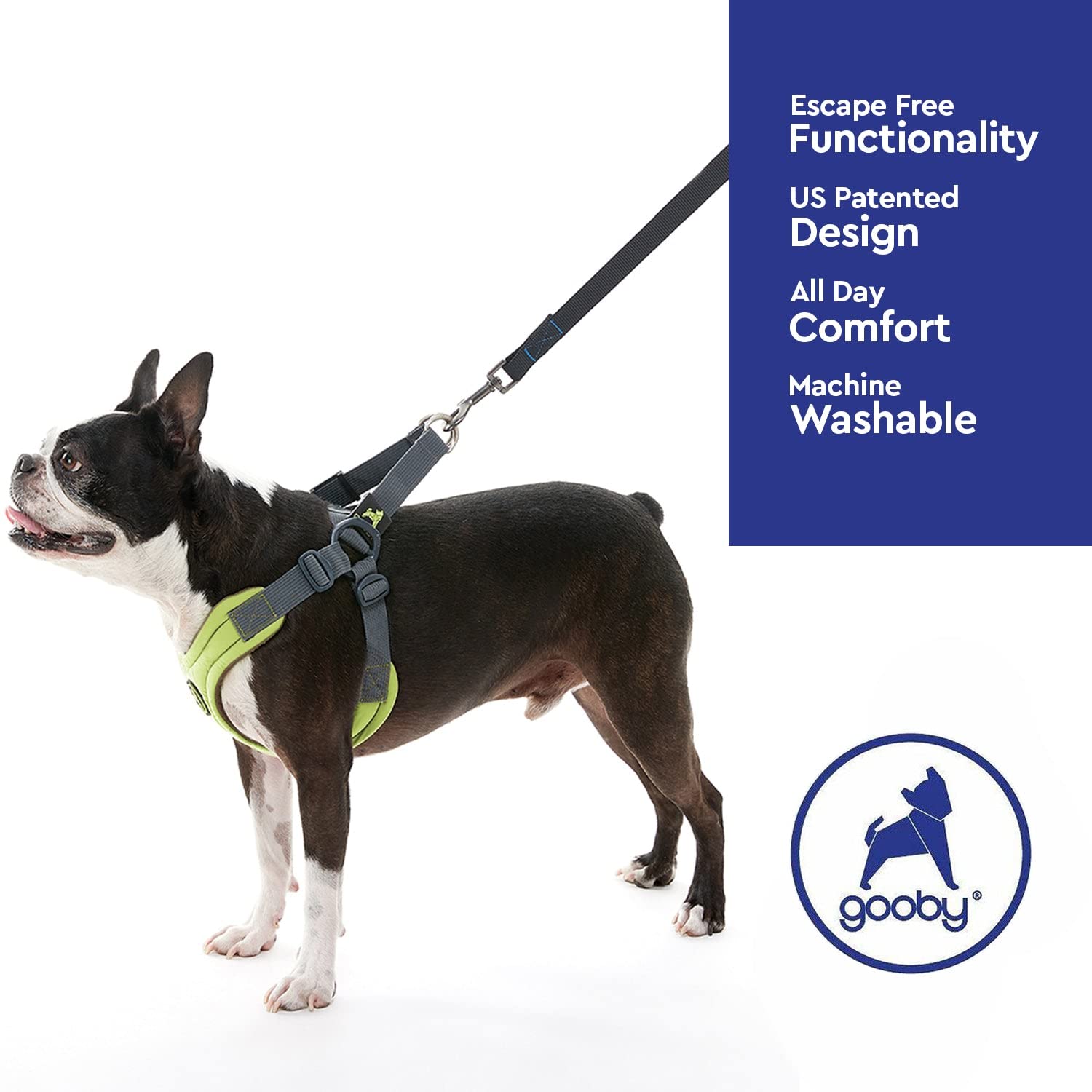 Gooby Escape Free Memory Foam Harness - Green, Large - No Pull Step-in Small Dog Harness with Four Point Adjustment - Perfect on