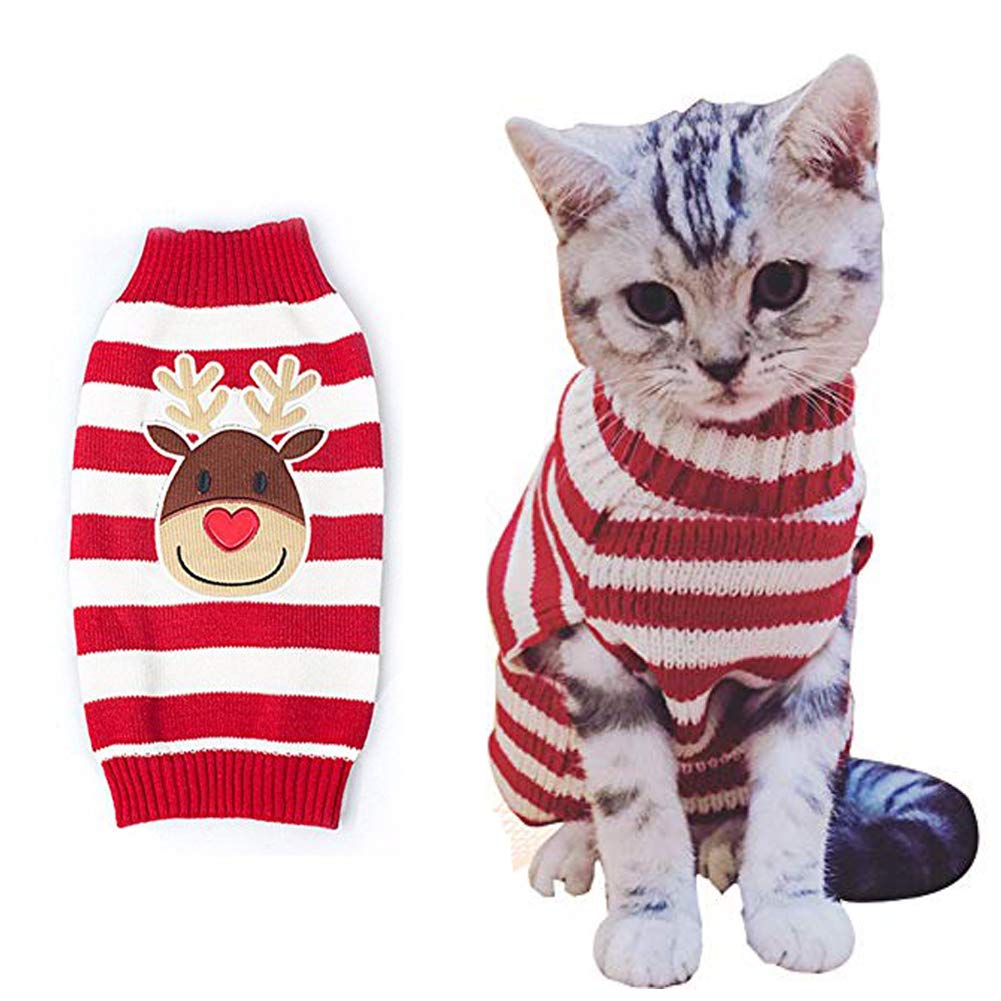 Bobibi Cat Sweater Christmas Santa Claus Pet Cat Winter Knitwear Warm Clothes