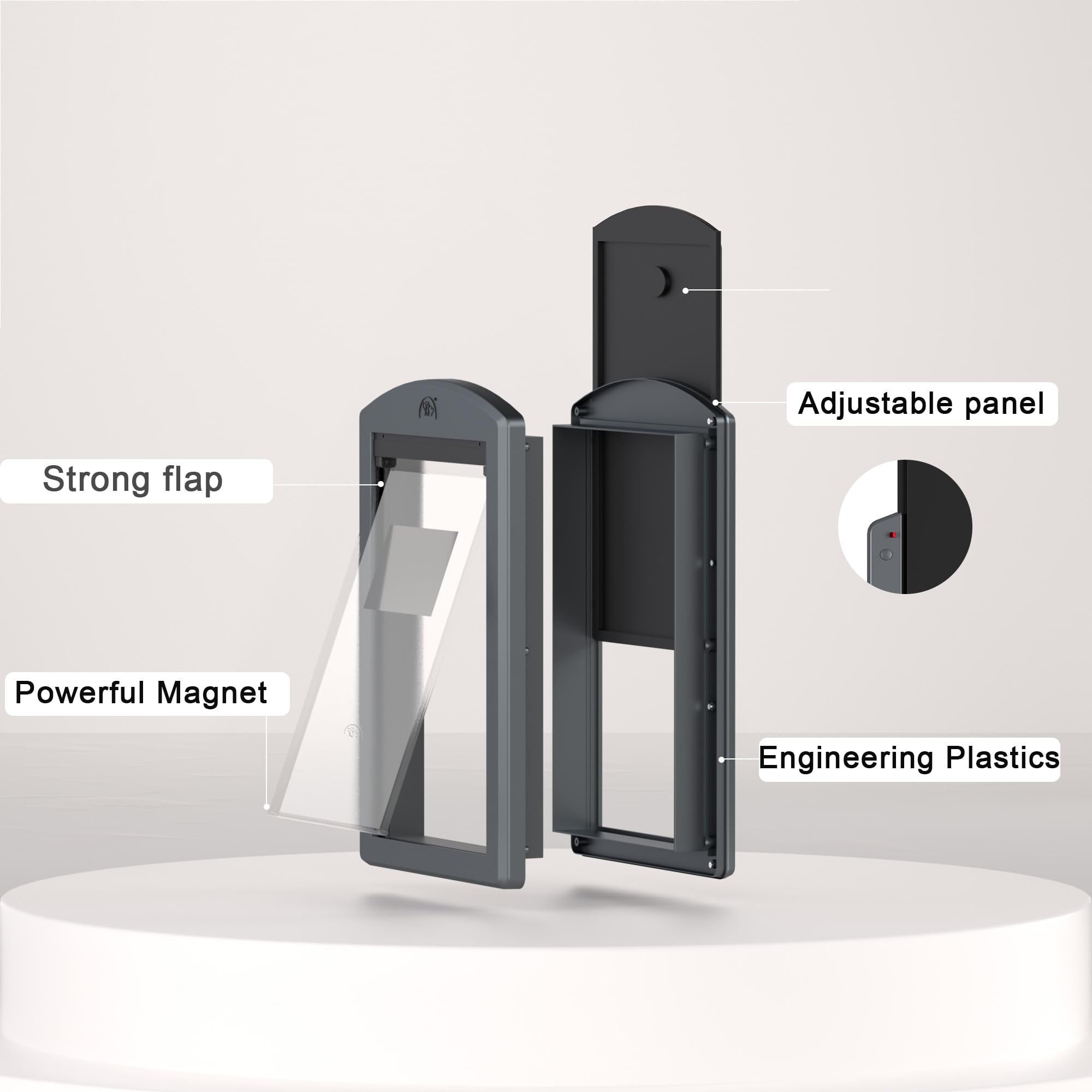 Mavricflex Dog Doors, Doggie Door With Sliding Lock Panel, Plastic Pet Door With Non-Deformable Magnetic Flap, Smoky Gray Dog Do