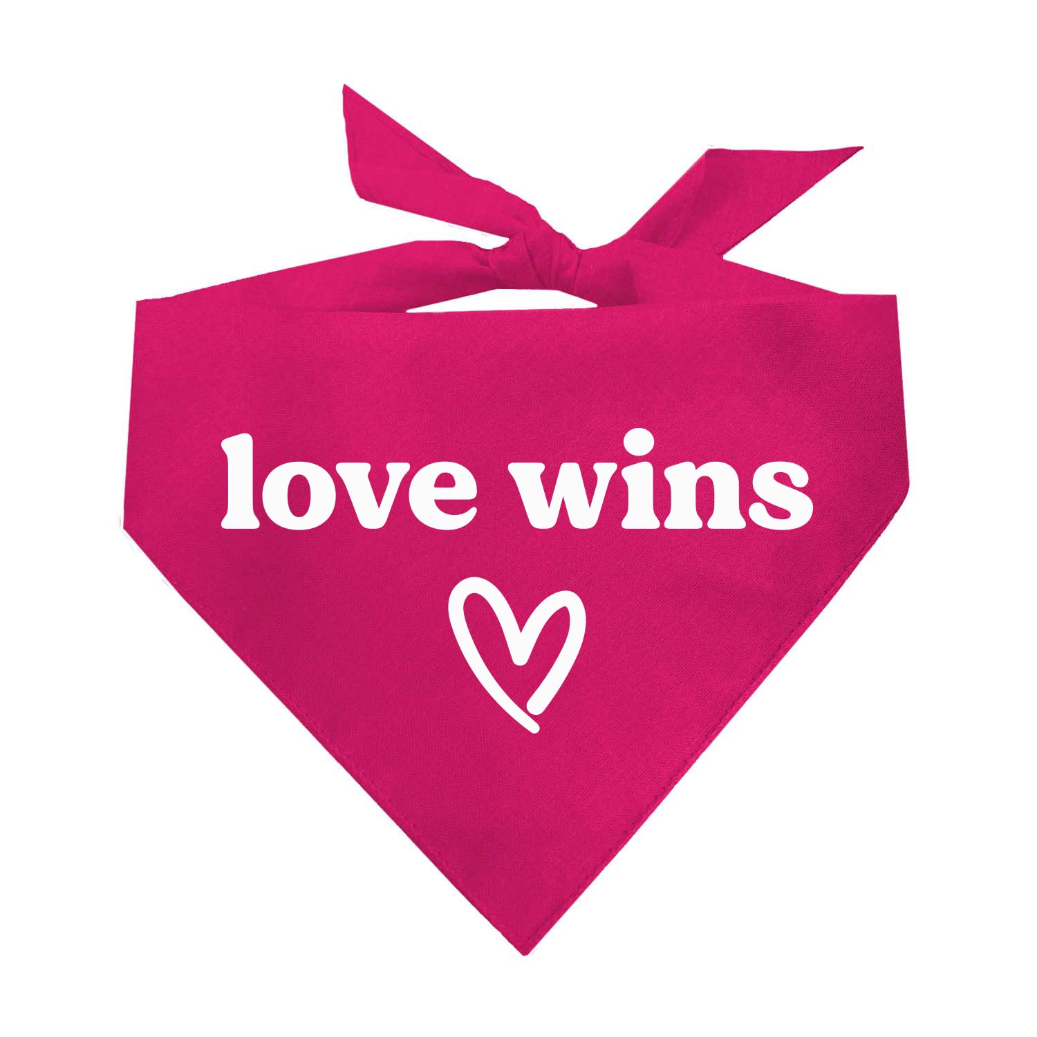 Love Wins Dog Bandana | 100% Cotton Adjustable Triangle | Made In Usa | Pride Day | Lgbtq+ | Rainbow | Parade |Hot Pink, X-Small