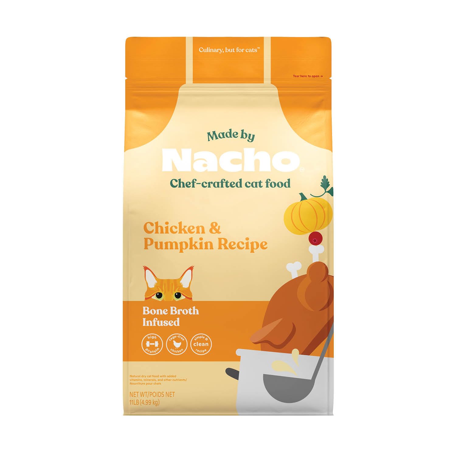 Made by Nacho Premium Dry Cat Kibble, Bone Broth Infused for Extra Cat Hydration, Grain-Friendly Dry Cat Food, Cage-Free Chicken
