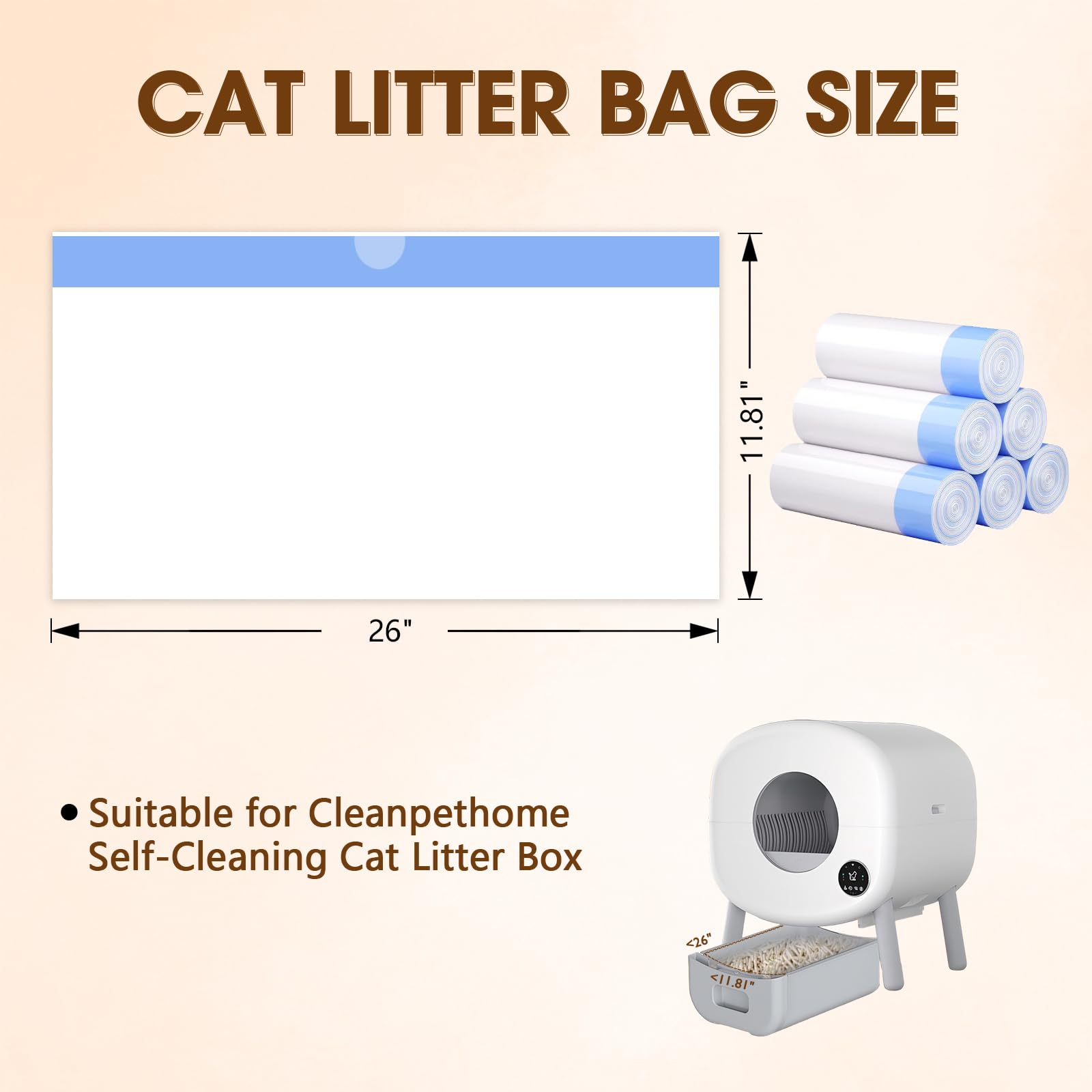 120 Count Cat Litter Box Liners For Fumoi And Fsitego Self Cleaning Litter Box, Extra Thick Heavy Duty Cat Litter Bags Replaceme