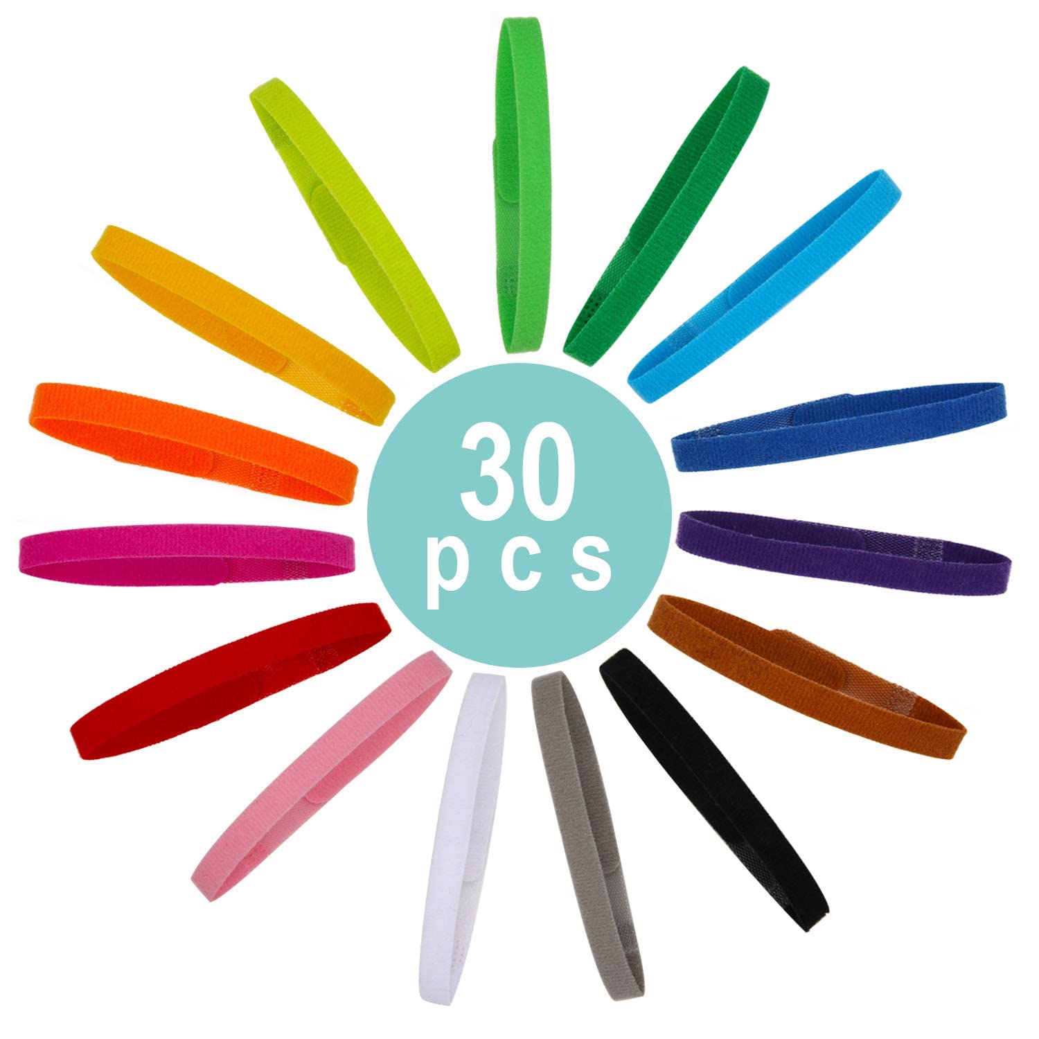 Febsnow 30 Pcs Puppy Id Collar Whelping Newborn Pet Collars Double-Sided Soft Adjustable Identification Collar Id Bands For Newborn Pet Dog Cat 15 Colors