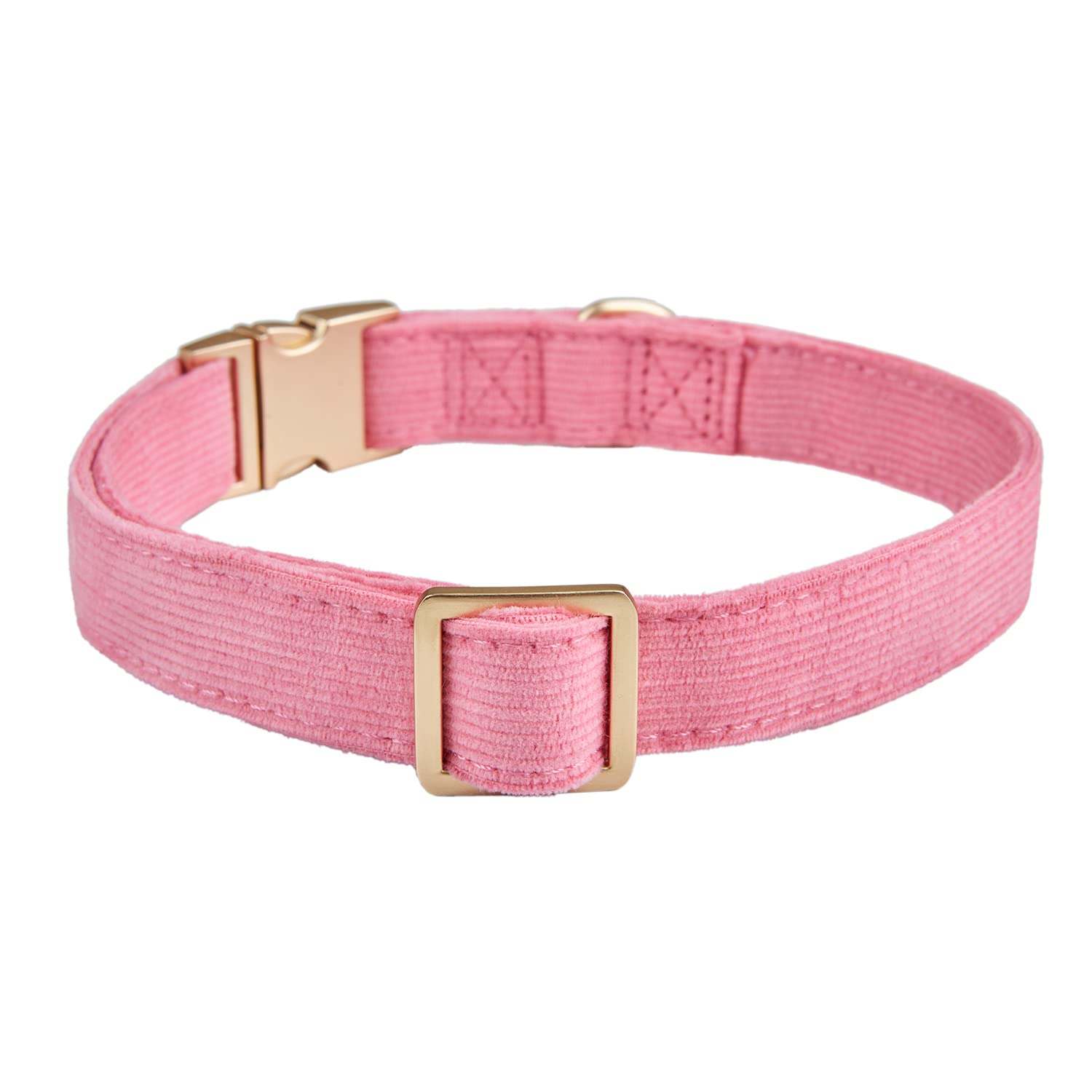 Petiry Soft Corduroy Fibric Dog Collar with High Grade Metal Buckle, for Medium Dogs.Pink,Medium:12-19''