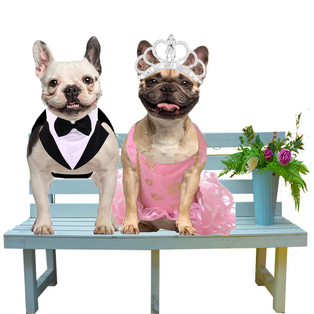 Qbleev Dog Tuxedo For Medium Dogs, Dog Suit And Bandana Set, Dog Wedding Outfit With Bow Tie, Formal Dog Tux Dog Costume Halloween Dog Christmas Outfit For Birthday Party Cosplay, Black M