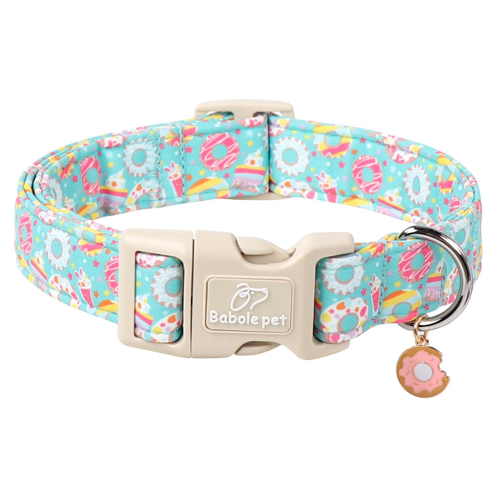 Babole Pet Adjustable Summer Dog Collar, Cute Mint Dessert Dog Collars For Medium Dogs, Lightweight Quick-Release Buckle Collar 