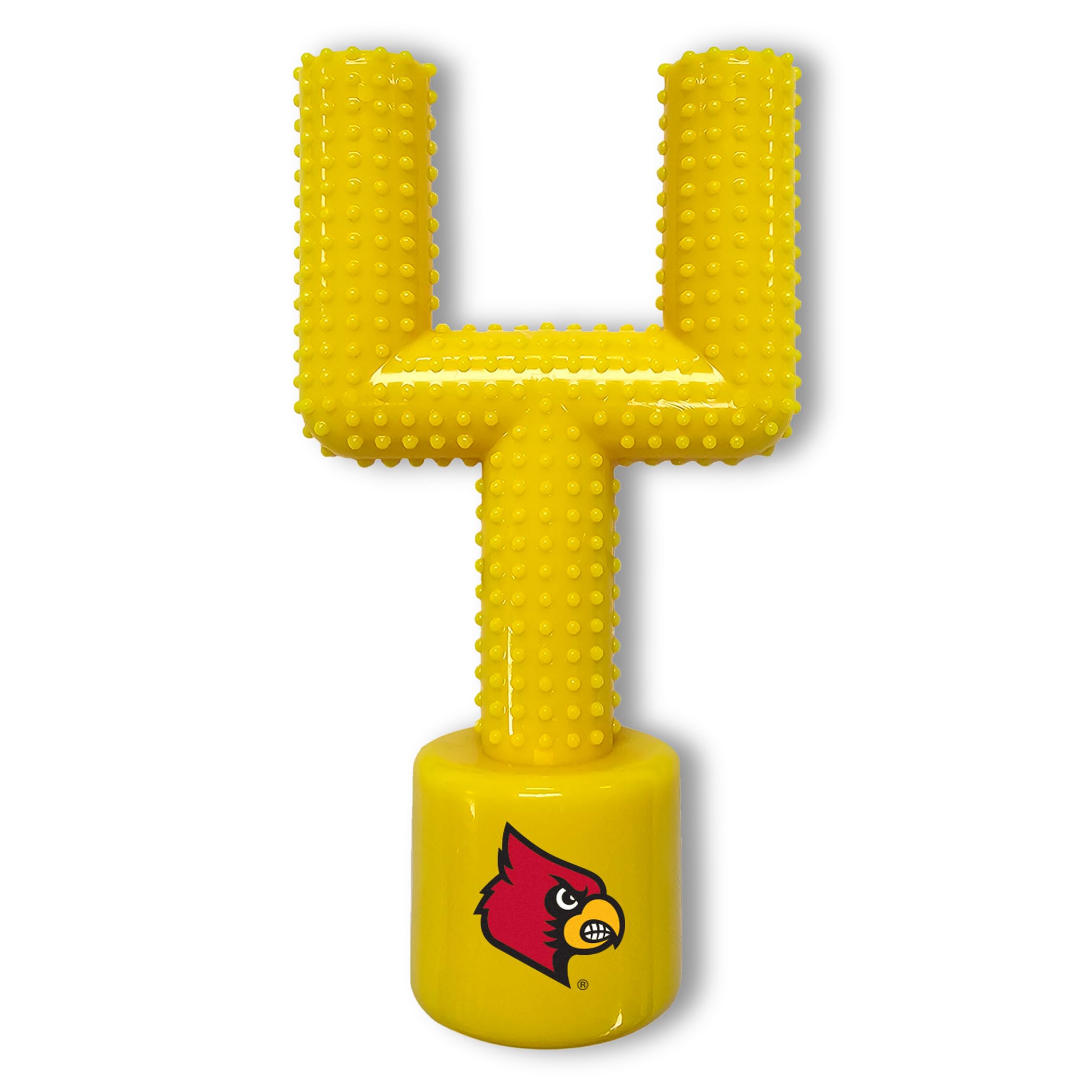 Ncaa Louisville Cardinals Mega-Chew Hard Nylon Bacon-Flavored Dog Bone Football Goal-Post Chew Toy. Interactive, Tasty & Fun Dog