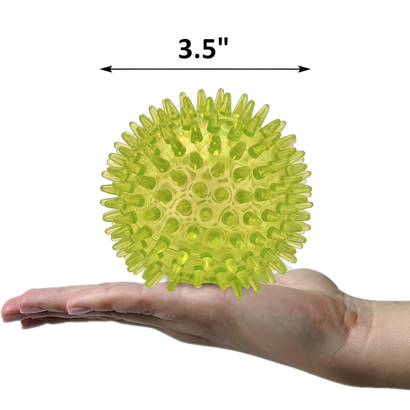 Cutie'S Petbox Squeaky Rubber Spike Toy Ball For Medium, Large Dogs (3.5 Inch, Yellow)