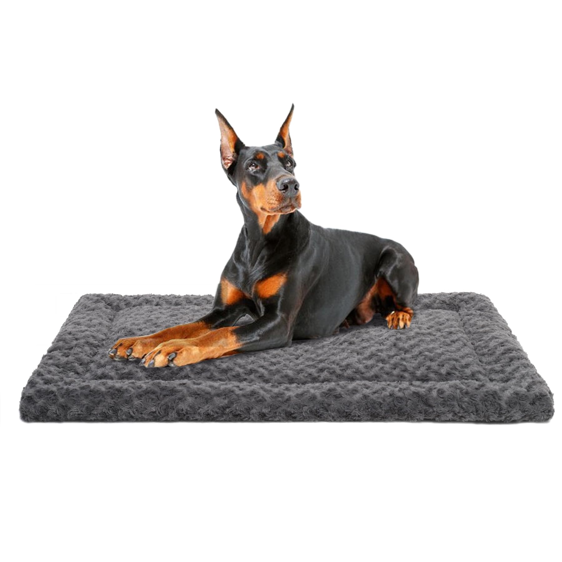 Washable Dog Bed Mat Reversible Dog Crate Pad Soft Fluffy Pet Kennel Beds Dog Sleeping Mattress For Large Jumbo Medium Small Dogs, 47 X 29 Inch, Grey