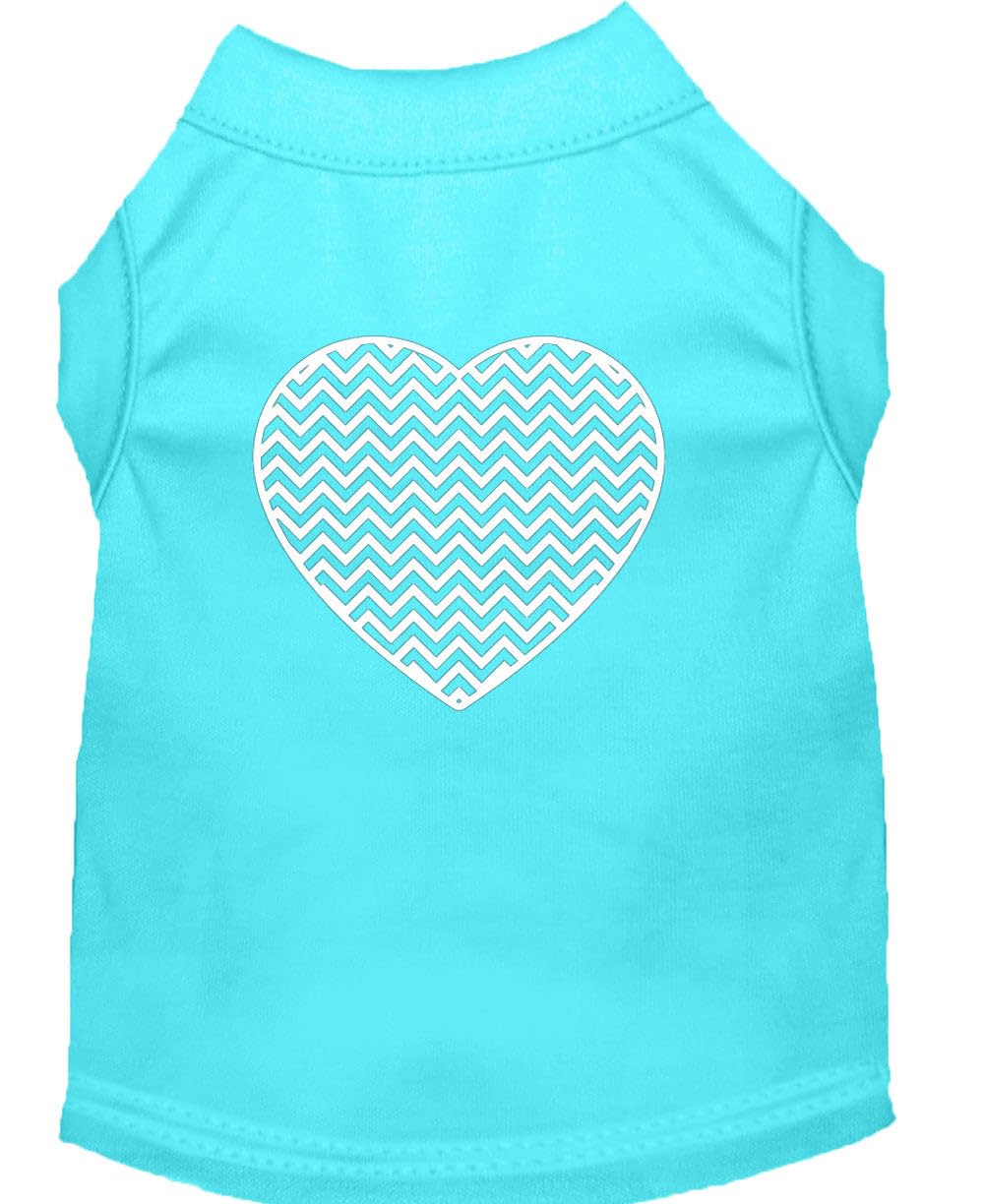 Mirage Pet Products Chevron Heart Screen Print Dog Shirt Large Aqua