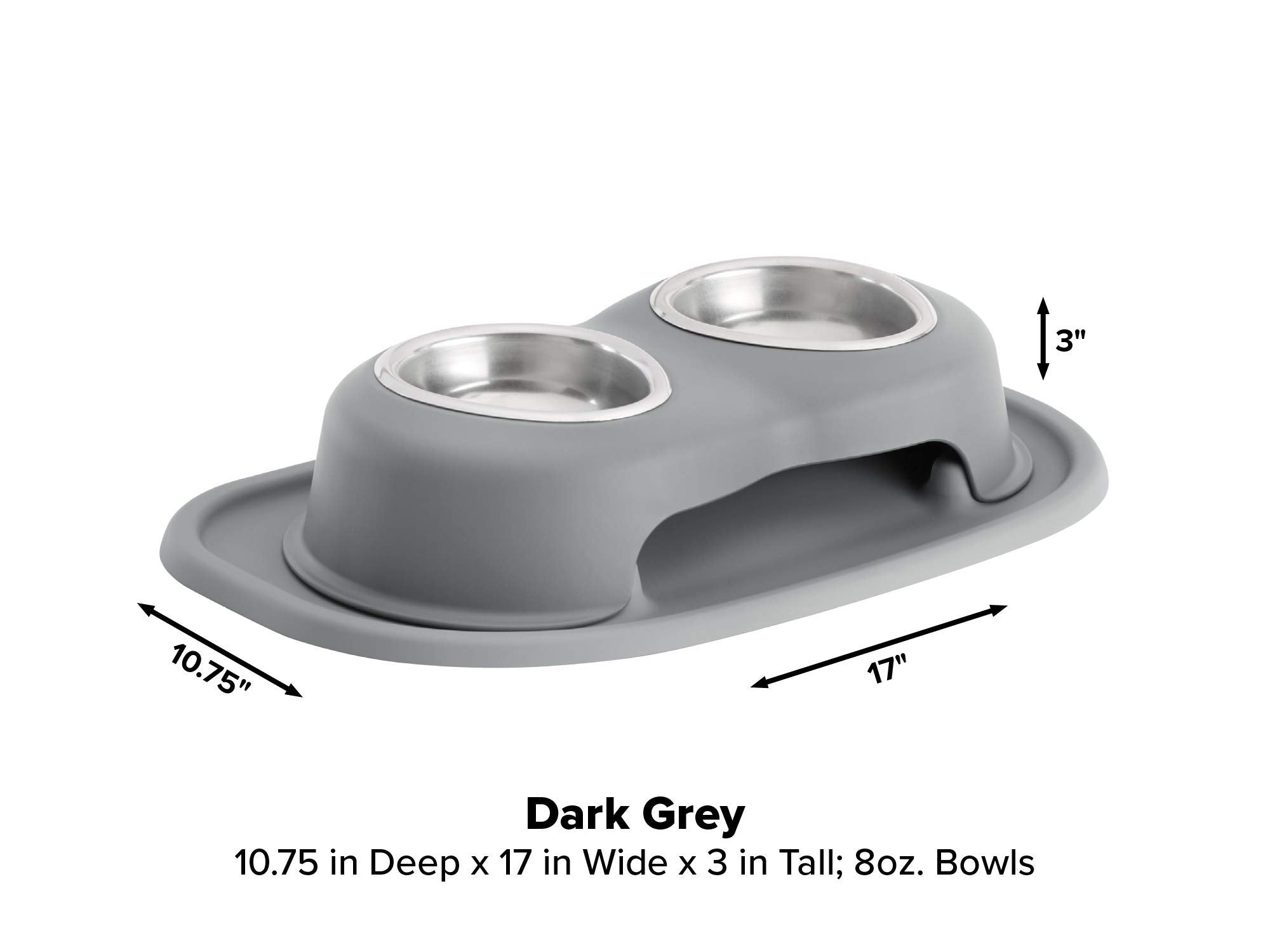 Weathertech Double High Pet Feeding System - Elevated Dog/Cat Bowls - 3 Inch High Dark Grey (Dhc0803Dgdg)