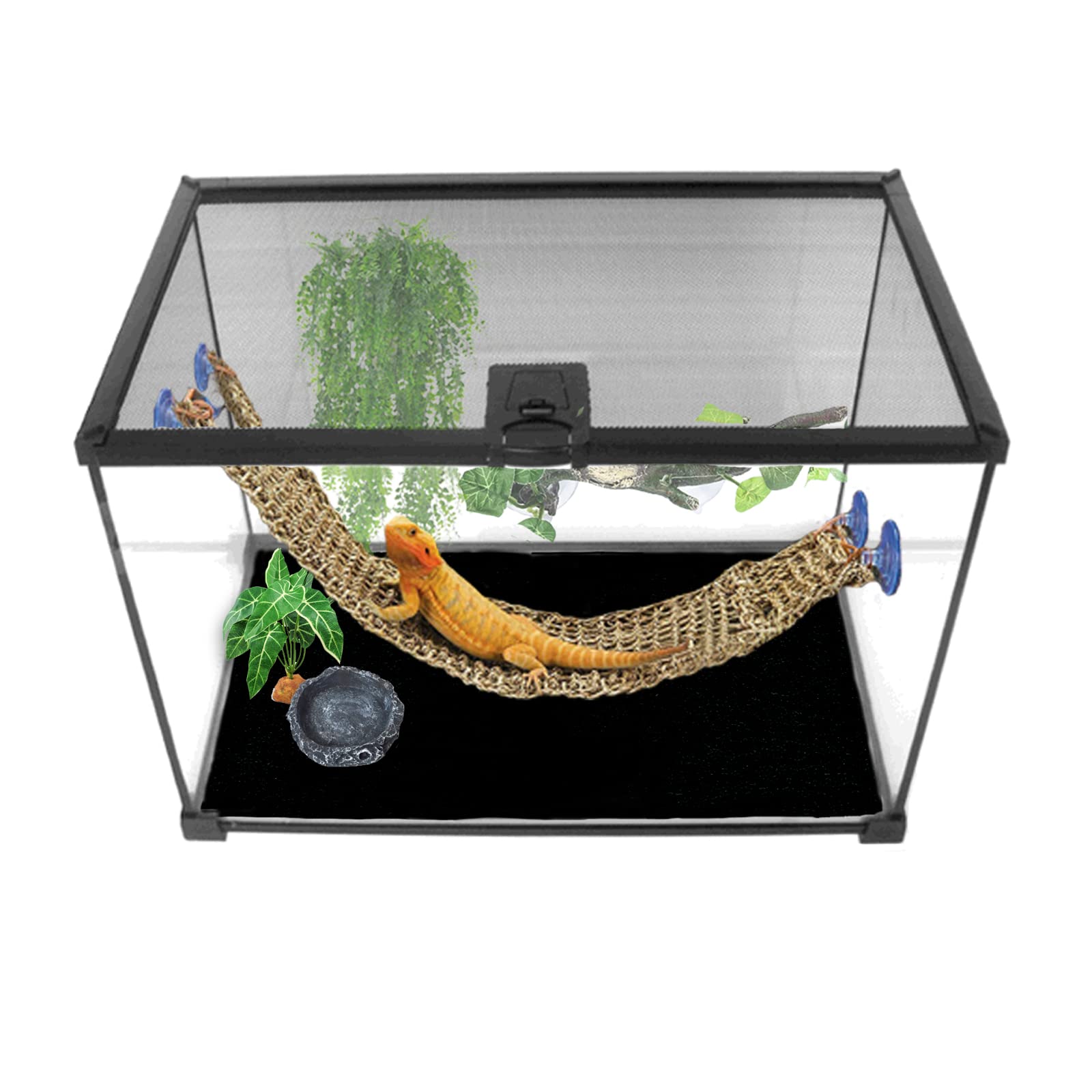 HERCOCCI 2 Pack Reptile Carpet, 39 x 20 Terrarium Bedding Substrate Liner Reptile Cage Mat Tank Accessories for Bearded Dragon L