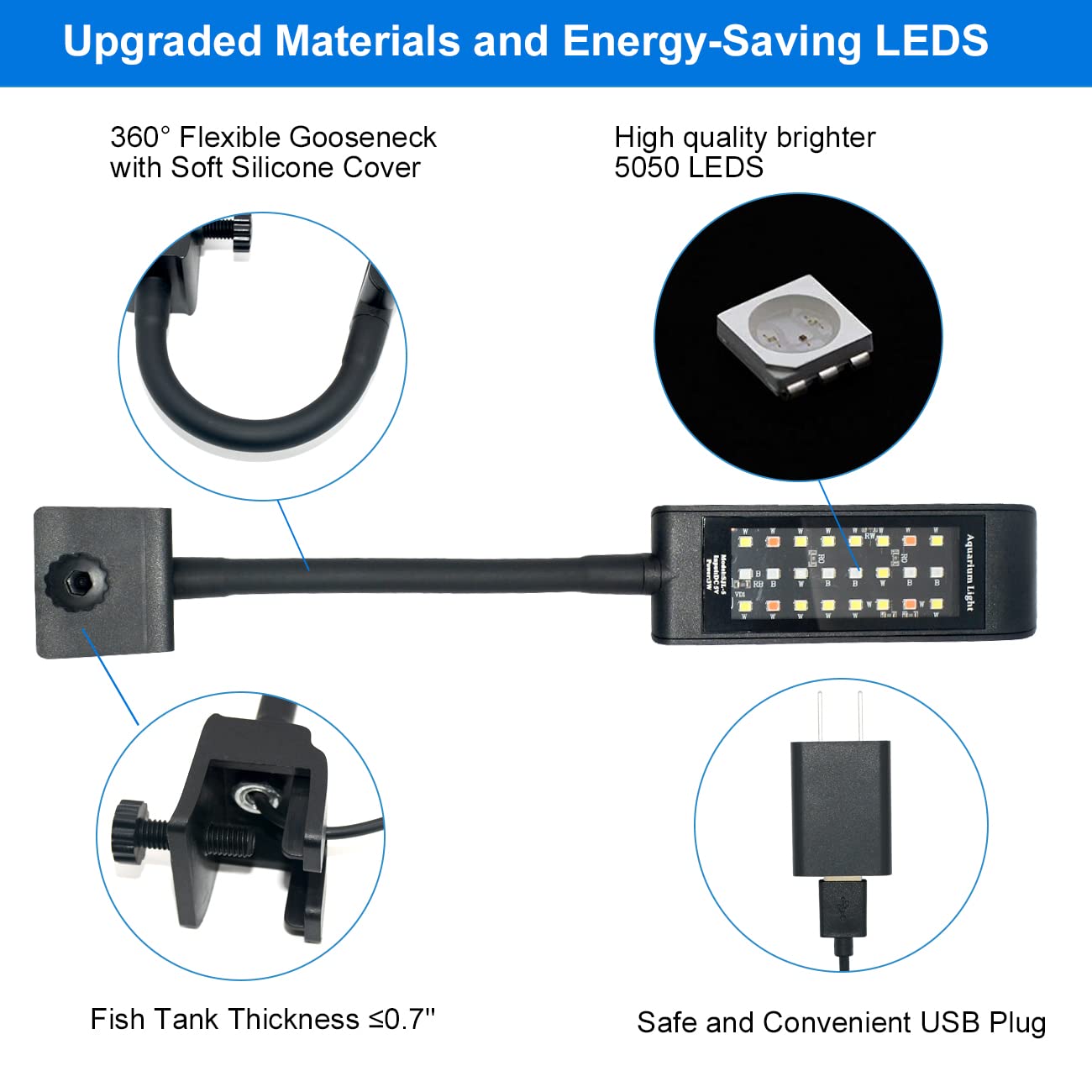 Varmhus Aquarium Led Light,Fish Tank Light, Plant Light (4.8W, Black)