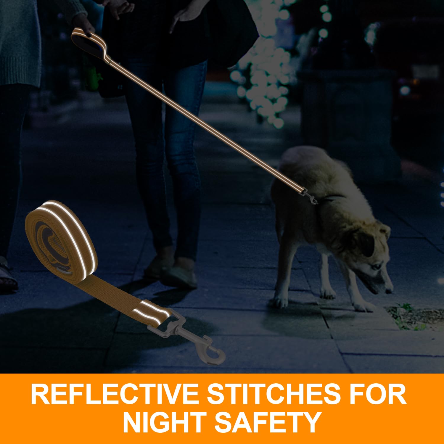 Usunyvora Reflective Nylon Dog Leash For Walking,Strong Dog Leash With Padded Handle For Puppy And Small Dogs,5 Ft,Orange