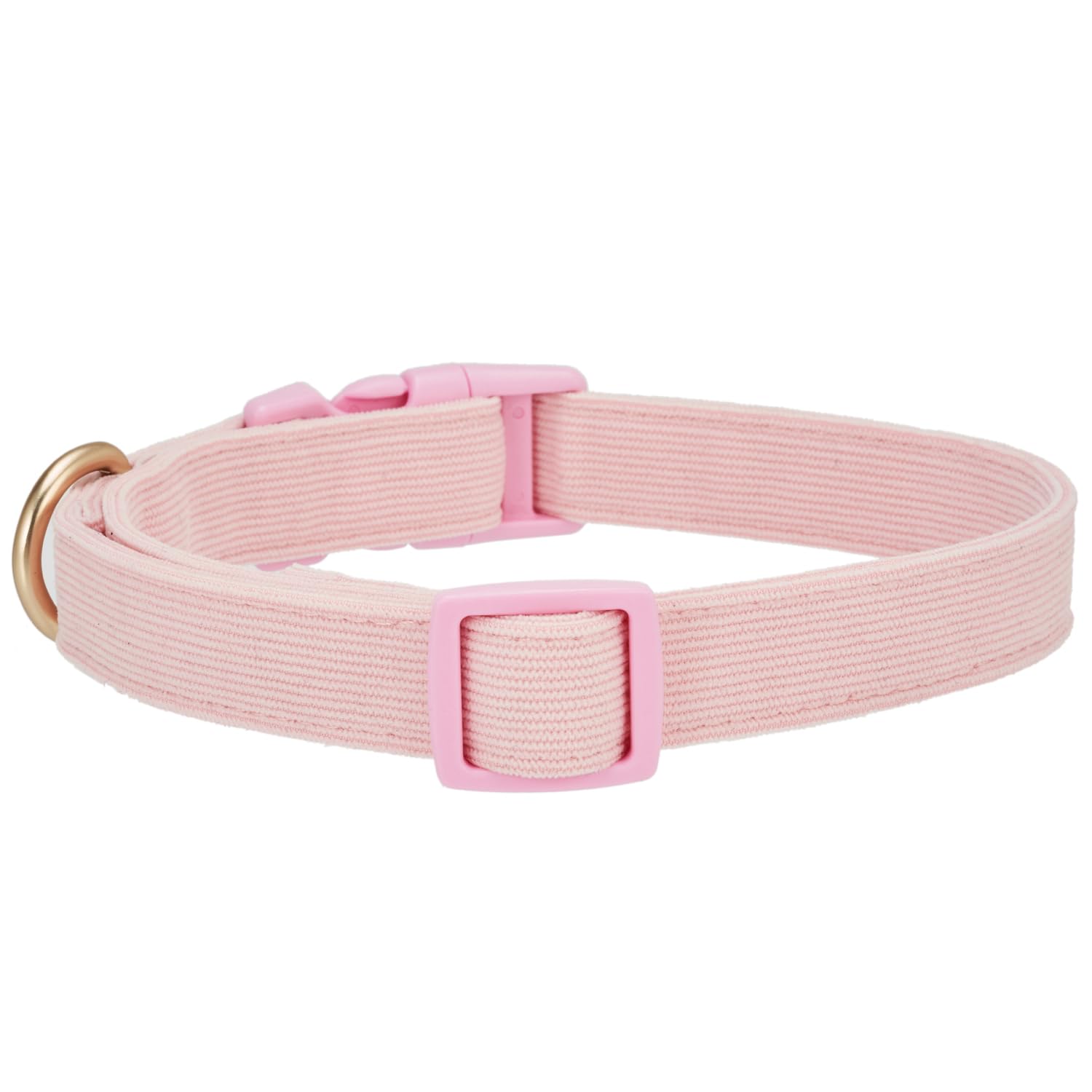 Petiry Soft Corduroy Fibric Dog Collar, Quick Side Release Buckle, for Large Dogs(Light Pink,Large:17-26'')
