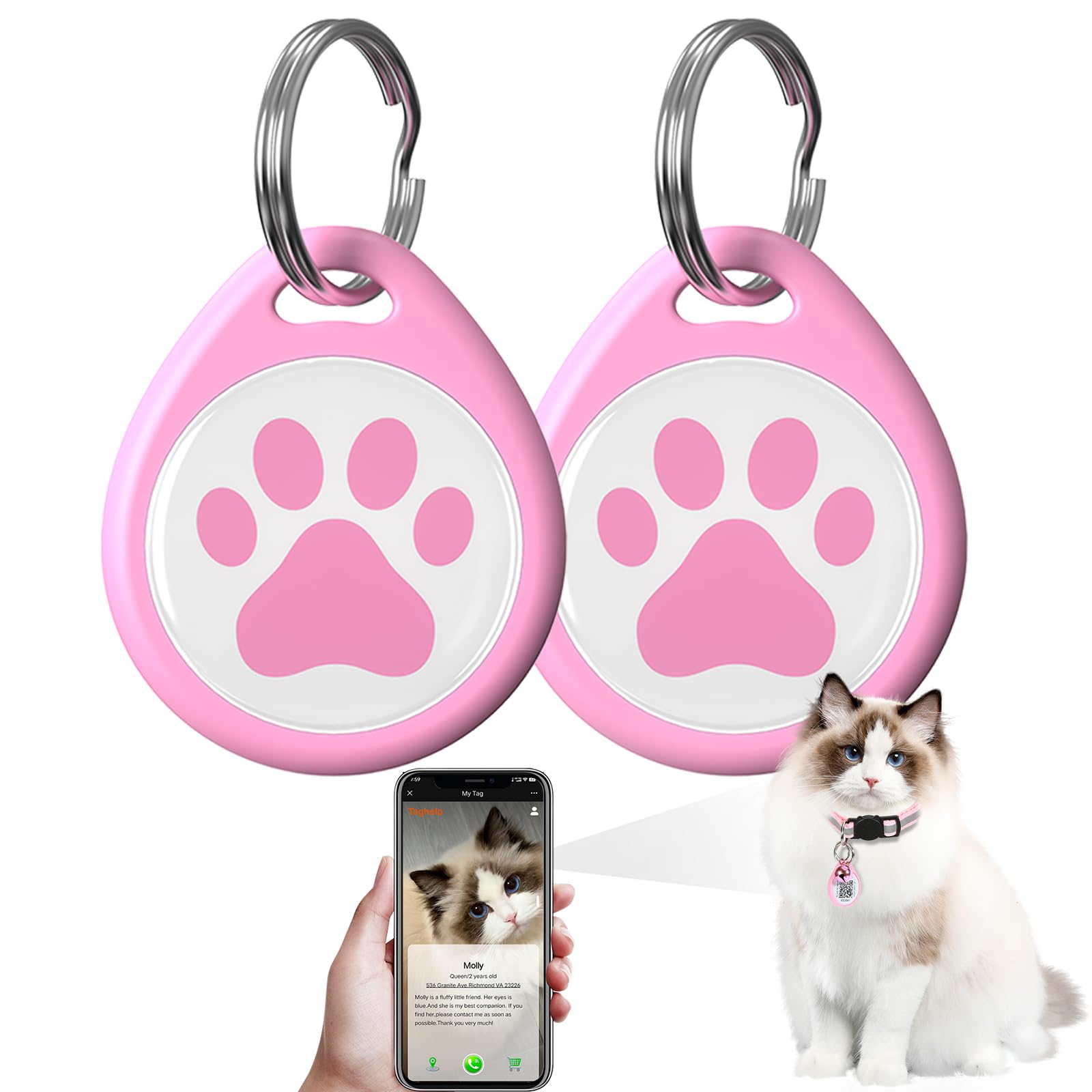 (2 Pack) Qr Code Dog & Cat Tags For Collar - Personalized For Pet Profile - Scan For Instant Location Alert, Anti-Lost, No Subsc