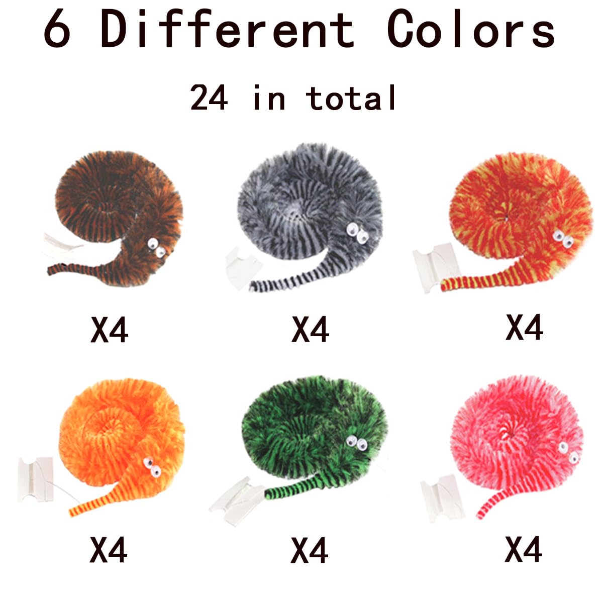 24 Pcs Cat Worm Toy Zebra Print Feather Worm Teaser Refills Attachment Cute Cat Wand Replacement Interactive Wand Accessories Fo