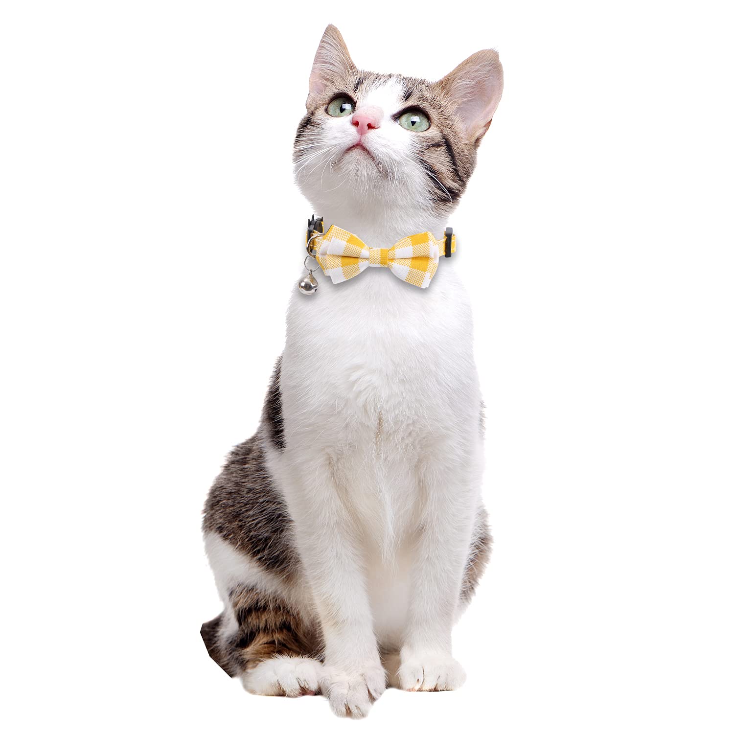 Lamphyface 2 Pack/Set Cat Collar Breakaway With Cute Bow Tie And Bell Plaid Flower For Kitty Adjustable Safety