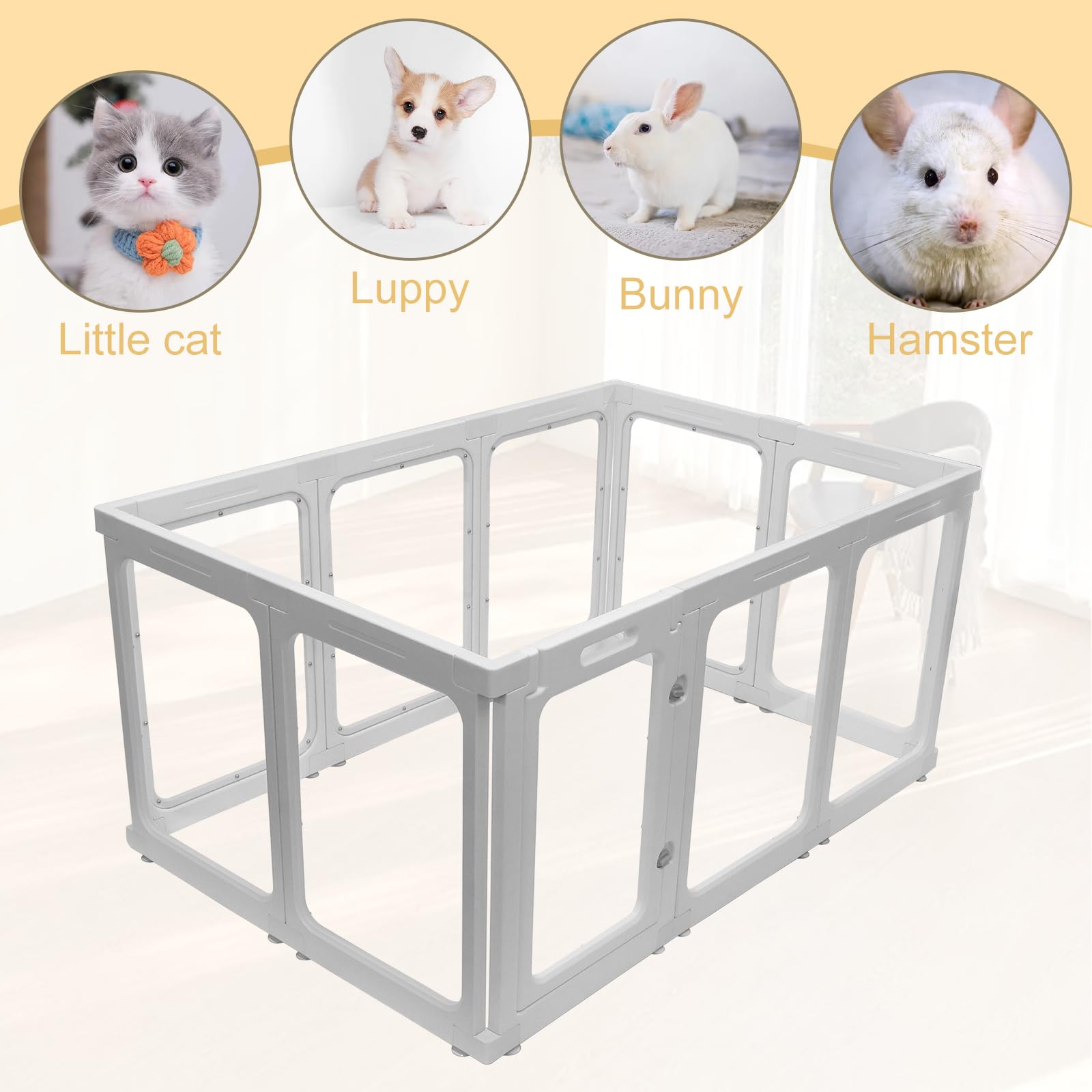 Ligefoy Acrylic Dog Pen,Clear Dog Play Pen For Puppy Cat Rabbit Ferret Transparent Easy Assemble Whelping Crate Kennel Cage Encl