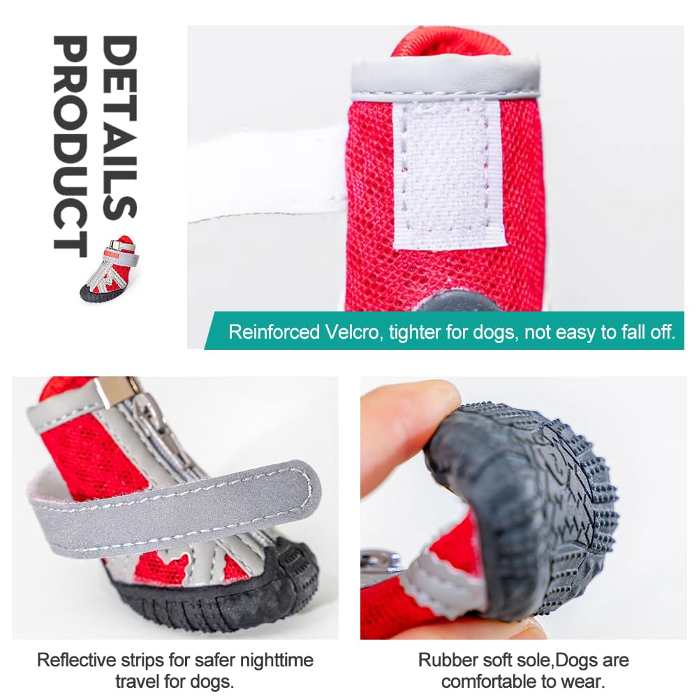 Paipeper Dog Shoes For Small Medium Dogs,Dog Boots & Paw Protectors For Hot Pavement And Winter Snow,Anti-Slip Rubber Dog Bootie
