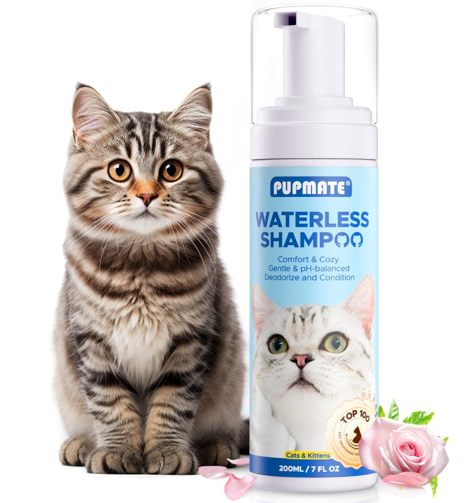 Cat Waterless Shampoo - No Rinse Formula For Quick Clean Between Baths, Hypoallergenic & Detangling, Reduce Itchy Skin Shedding 