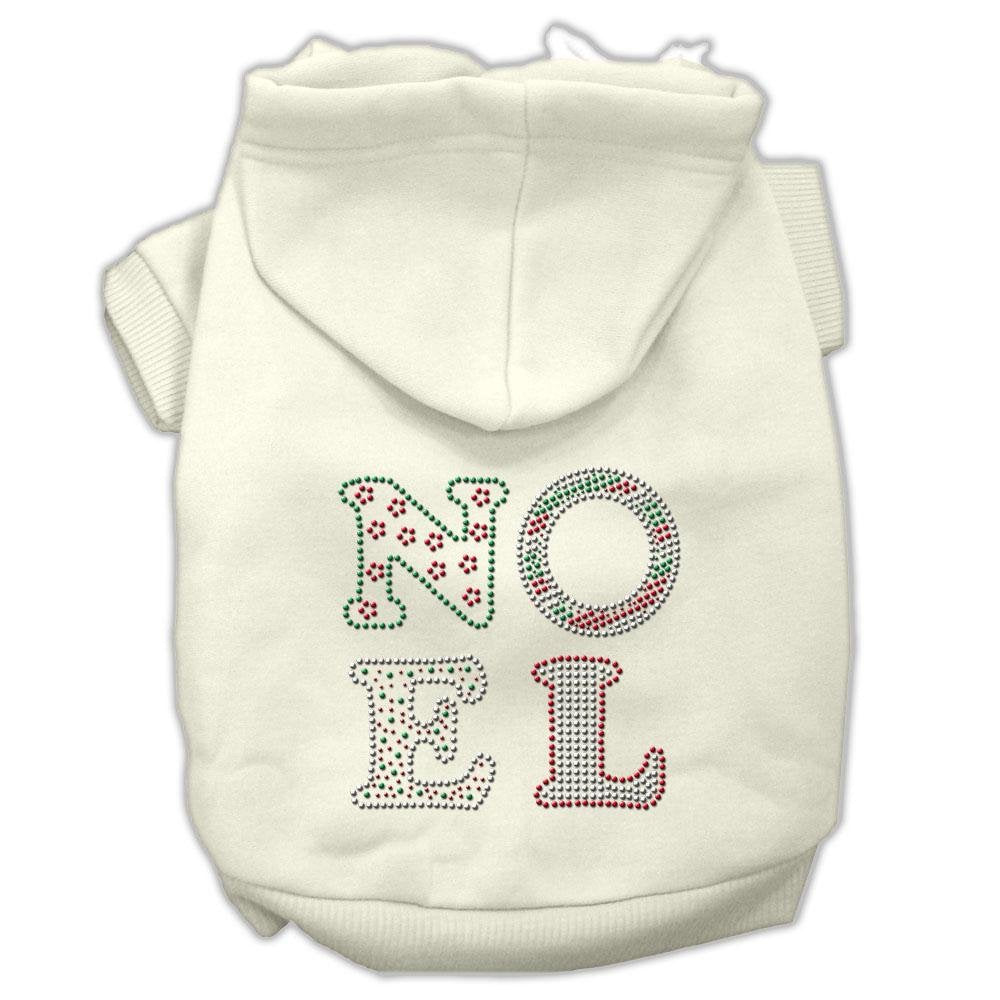 Christmas Pet, Dog & Cat Hoodie Rhinestone, 'Noel' Cream Xs (0-3 Lbs.)